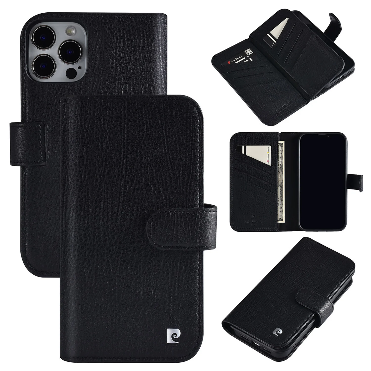 Pierre Cardin Pierre Cardin iPhone 13 Pro Max Book-Case hul Hülle - Kartenhalter für 6 Karten - Magnetverschluss - Schwarz