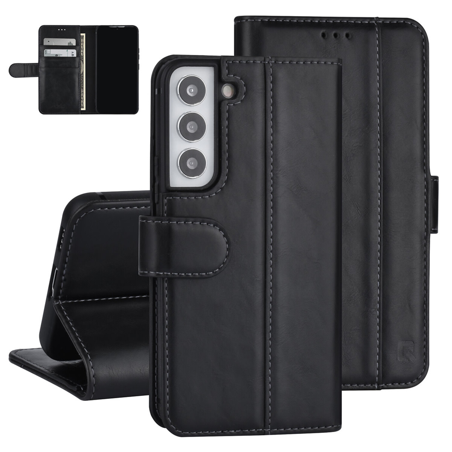 UNIQ Accessory UNIQ Accessory passend für Samsung Galaxy S22 Book-Case hul - Kartenhalter für 3 Karten - Magnetverschluss - Schwarz