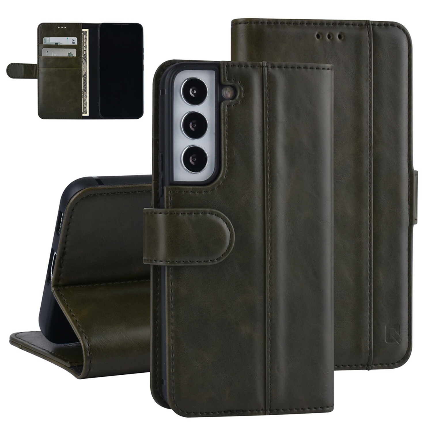 UNIQ Accessory UNIQ Accessory passend für Samsung Galaxy S22 Book-Case hul - Kartenhalter für 3 Karten - Magnetverschluss - Dunkelgrün