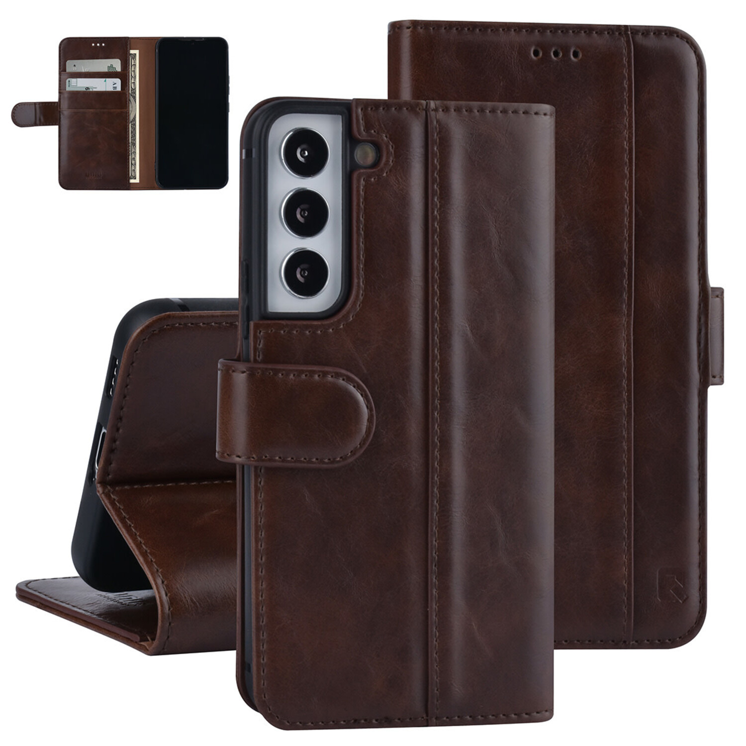UNIQ Accessory UNIQ Accessory passend für Samsung Galaxy S22 Book-Case hul - Kartenhalter für 3 Karten - Magnetverschluss - Dunkelbraun