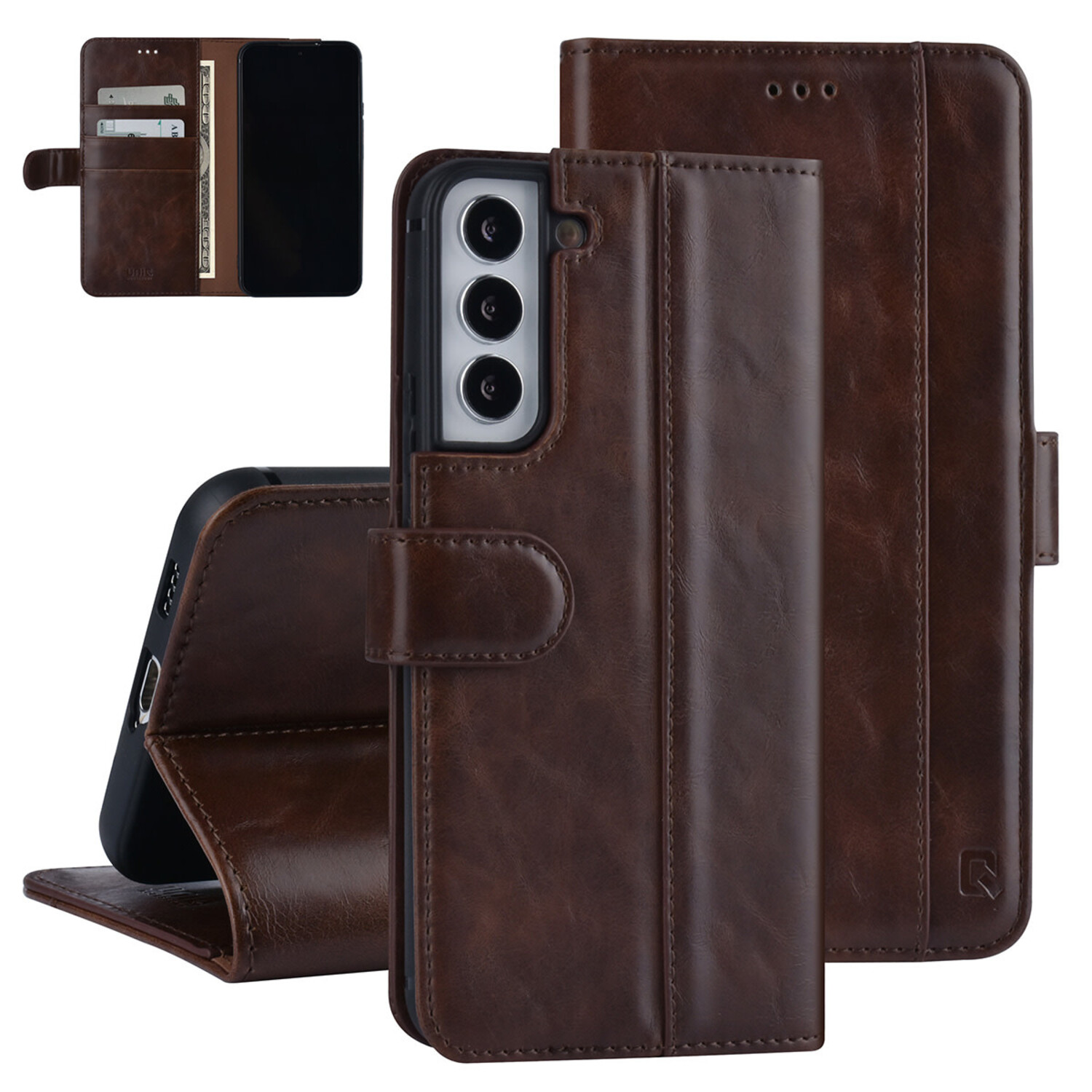 UNIQ Accessory UNIQ Accessory passend für Samsung Galaxy S22 Plus Book-Case hul - Kartenhalter für 3 Karten - Magnetverschluss - Dunkelbraun