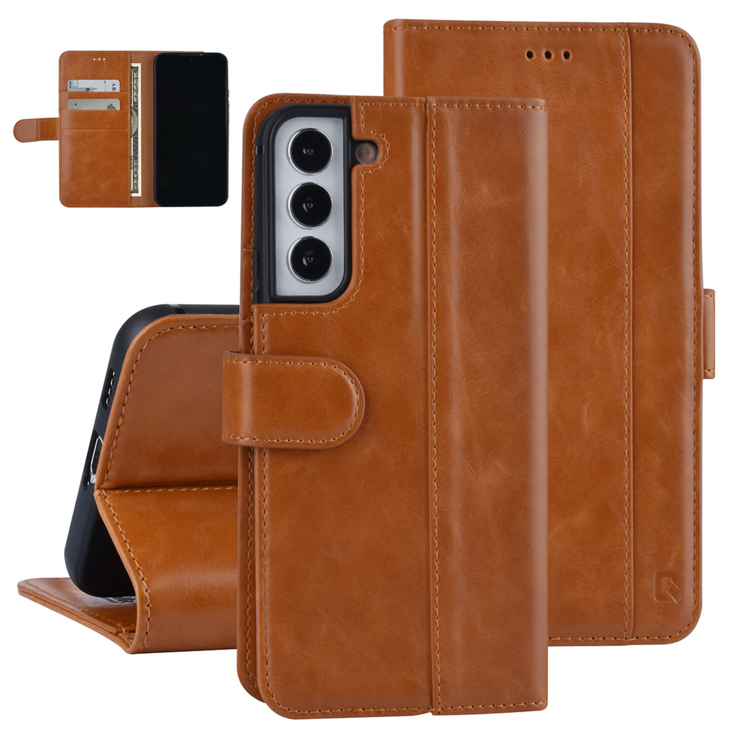 UNIQ Accessory UNIQ Accessory passend für Samsung Galaxy S22 Plus Book-Case hul - Kartenhalter für 3 Karten - Magnetverschluss - Braun