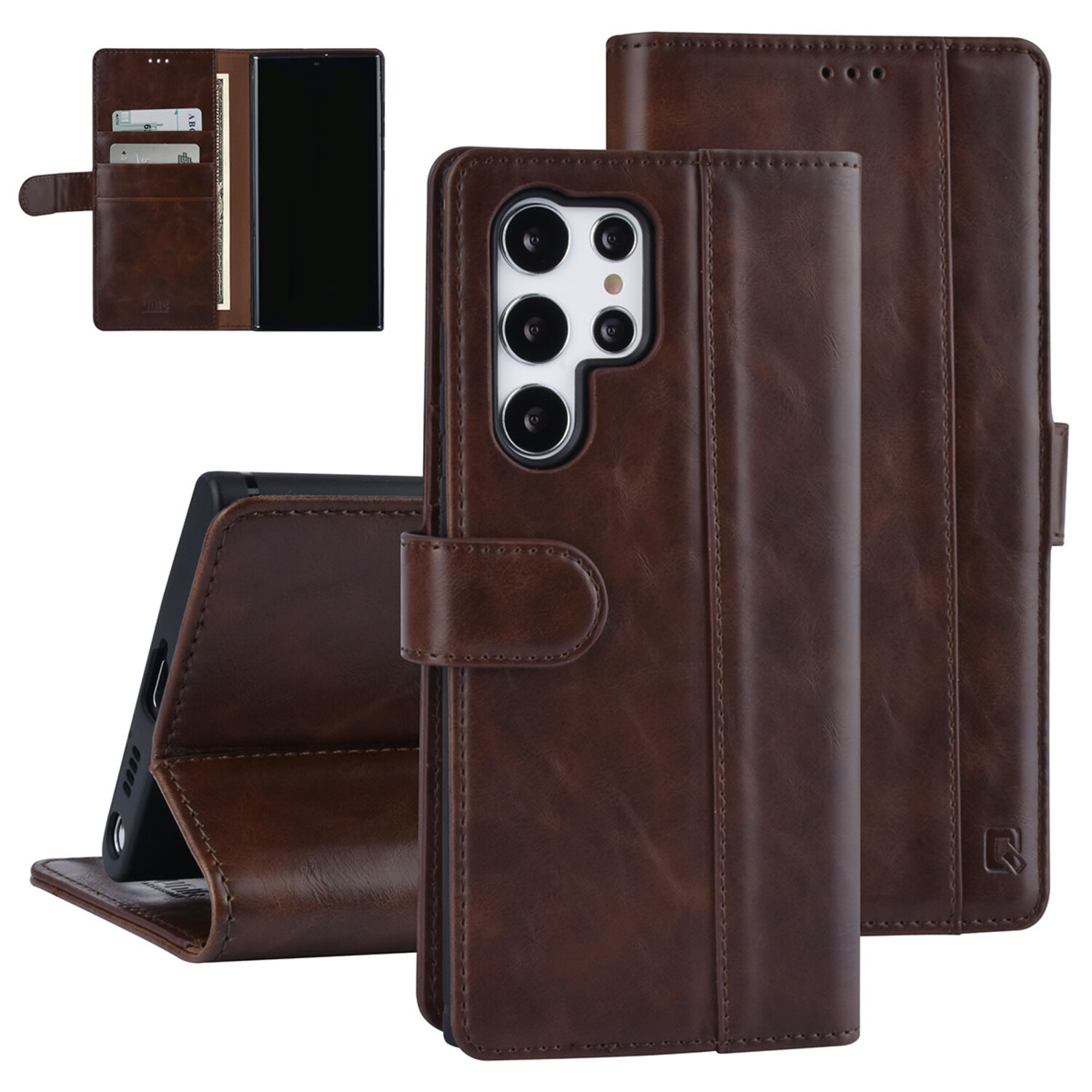 UNIQ Accessory UNIQ Accessory passend für Samsung Galaxy S22 Ultra Book-Case hul - Kartenhalter für 3 Karten - Magnetverschluss - Dunkelbraun