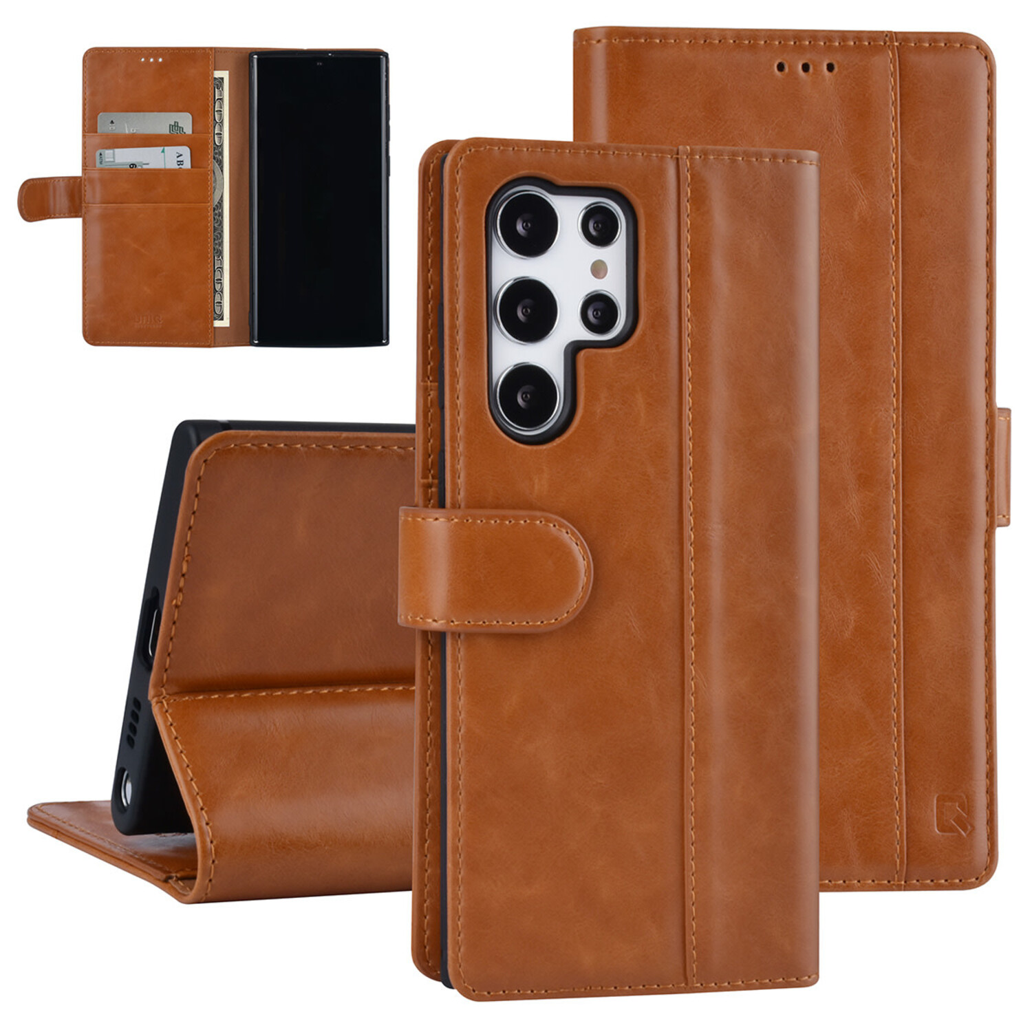 UNIQ Accessory UNIQ Accessory passend für Samsung Galaxy S22 Ultra Book-Case hul - Kartenhalter für 3 Karten - Magnetverschluss - Braun