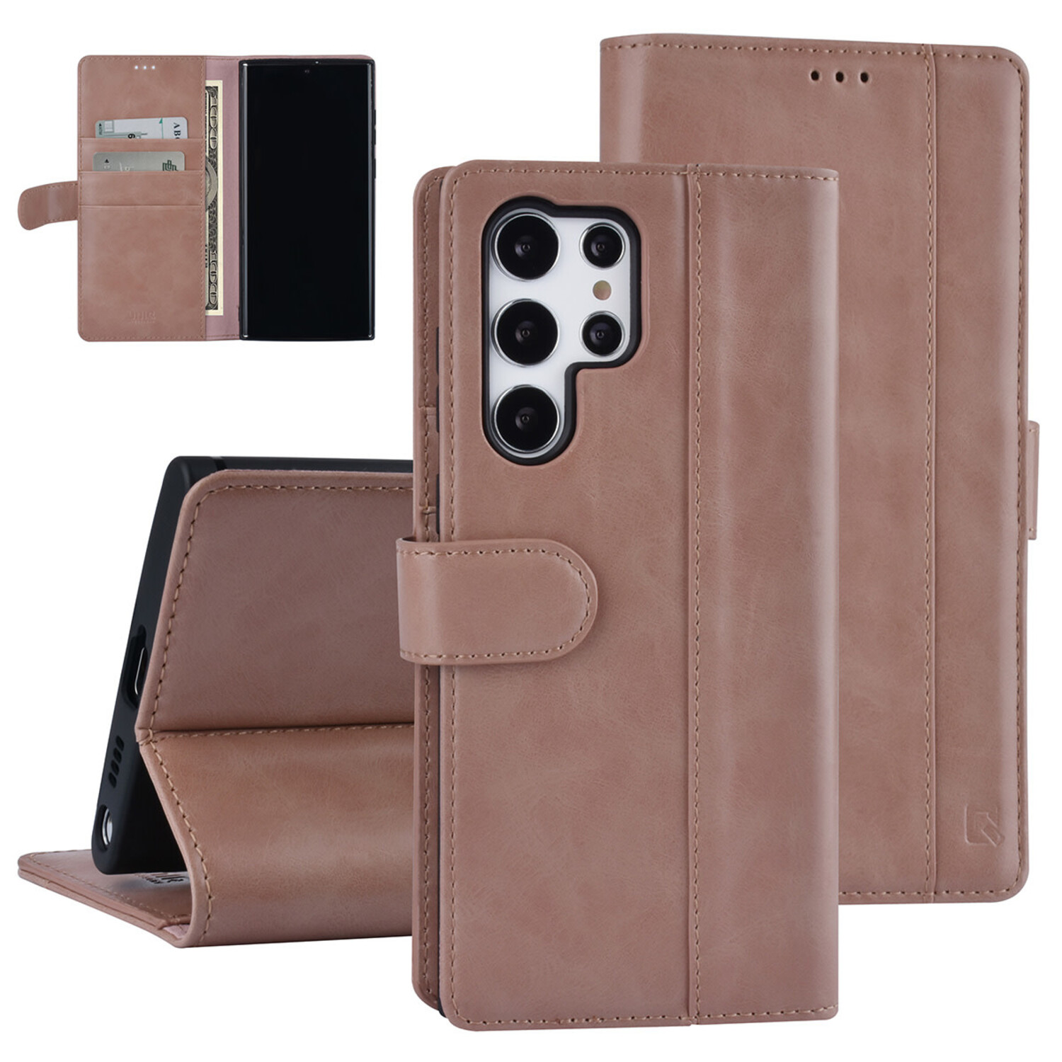 UNIQ Accessory UNIQ Accessory passend für Samsung Galaxy S22 Ultra Book-Case hul - Kartenhalter für 3 Karten - Magnetverschluss - Rose Gold