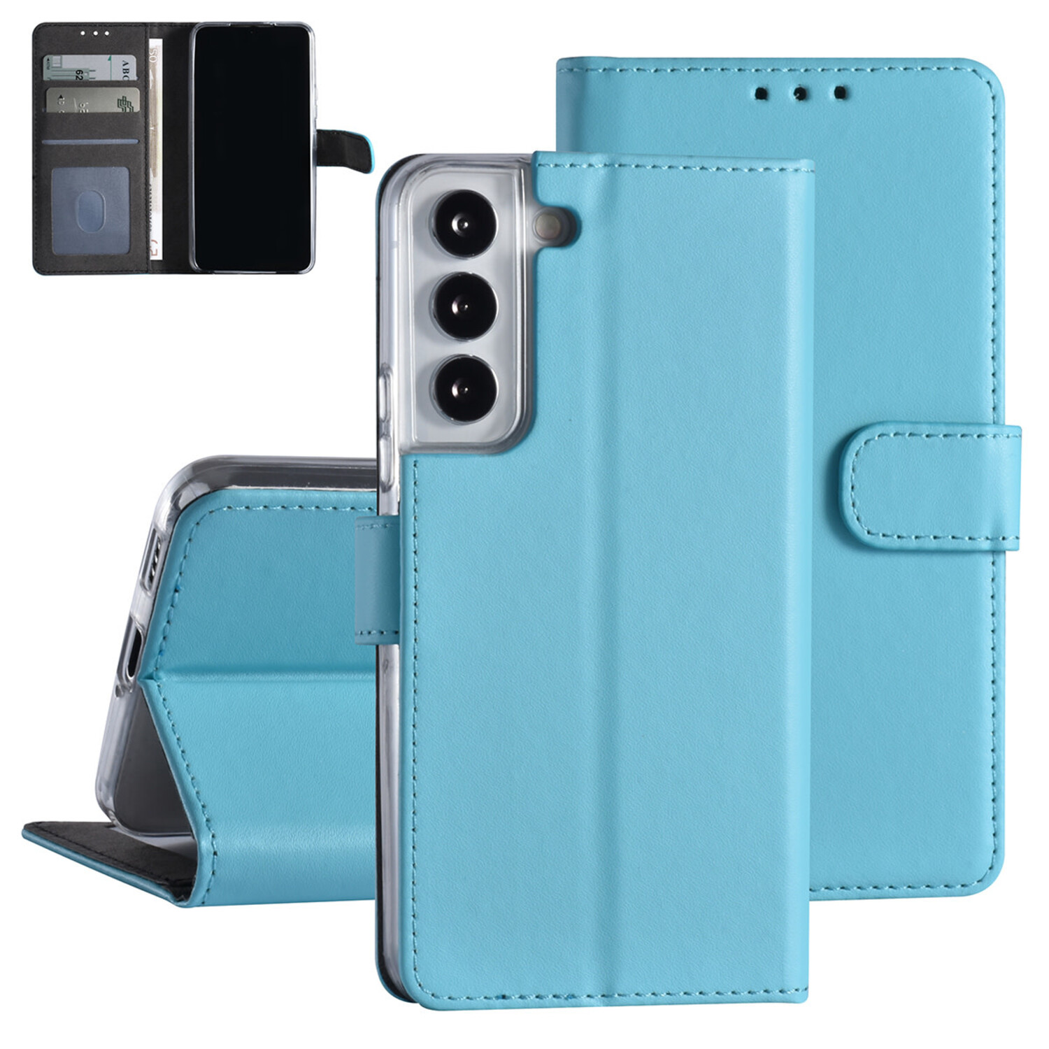 passend für Samsung Galaxy S22 Book-Case Hül - Kartenhalter - Magnetverschluss - Hellblau