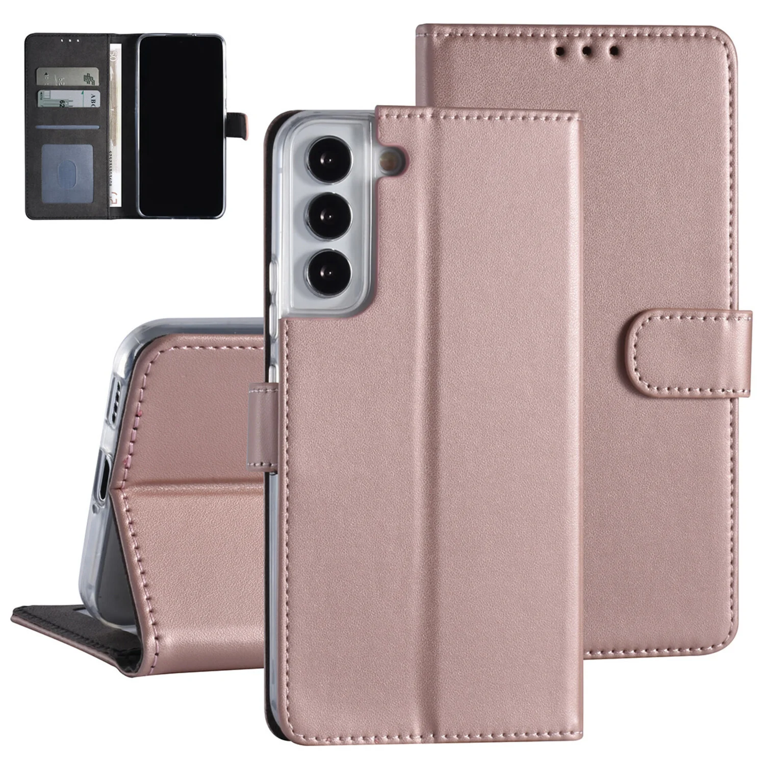 passend für Samsung Galaxy S22 Plus Book-Case Hül - Kartenhalter - Magnetverschluss - Rose Gold