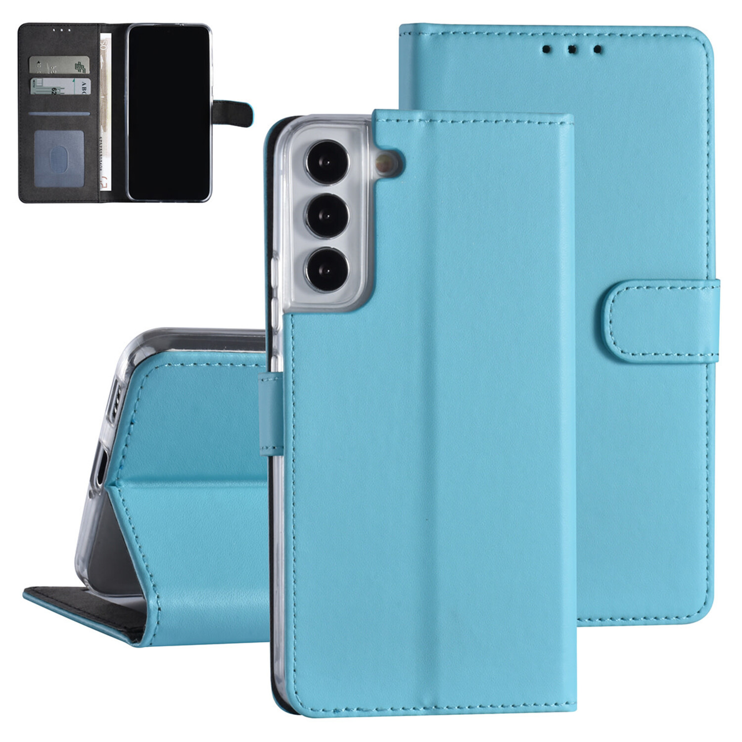 passend für Samsung Galaxy S22 Plus Book-Case Hül - Kartenhalter - Magnetverschluss - Hellblau