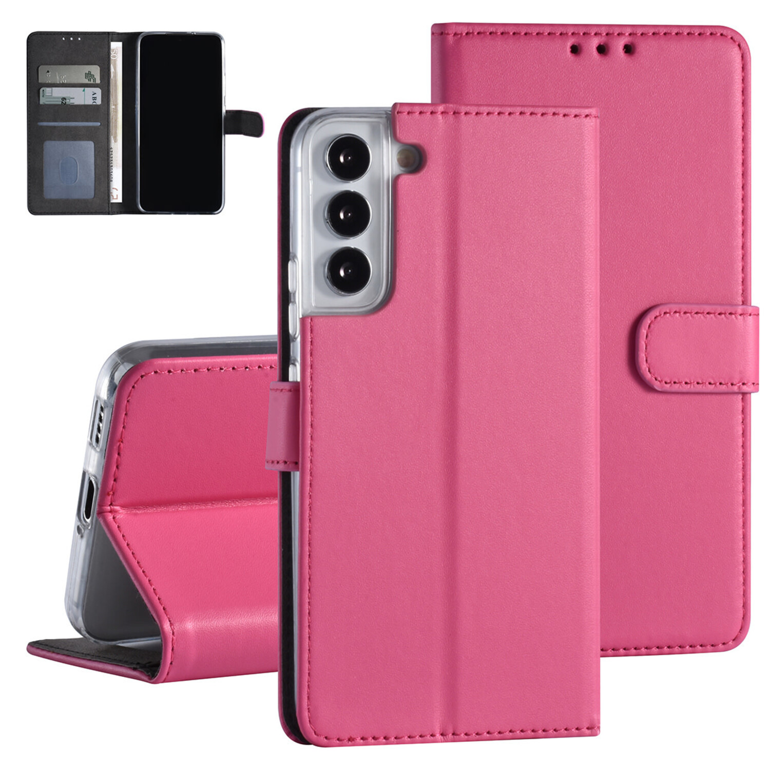 passend für Samsung Galaxy S22 Plus Book-Case Hül - Kartenhalter - Magnetverschluss - Hot Pink