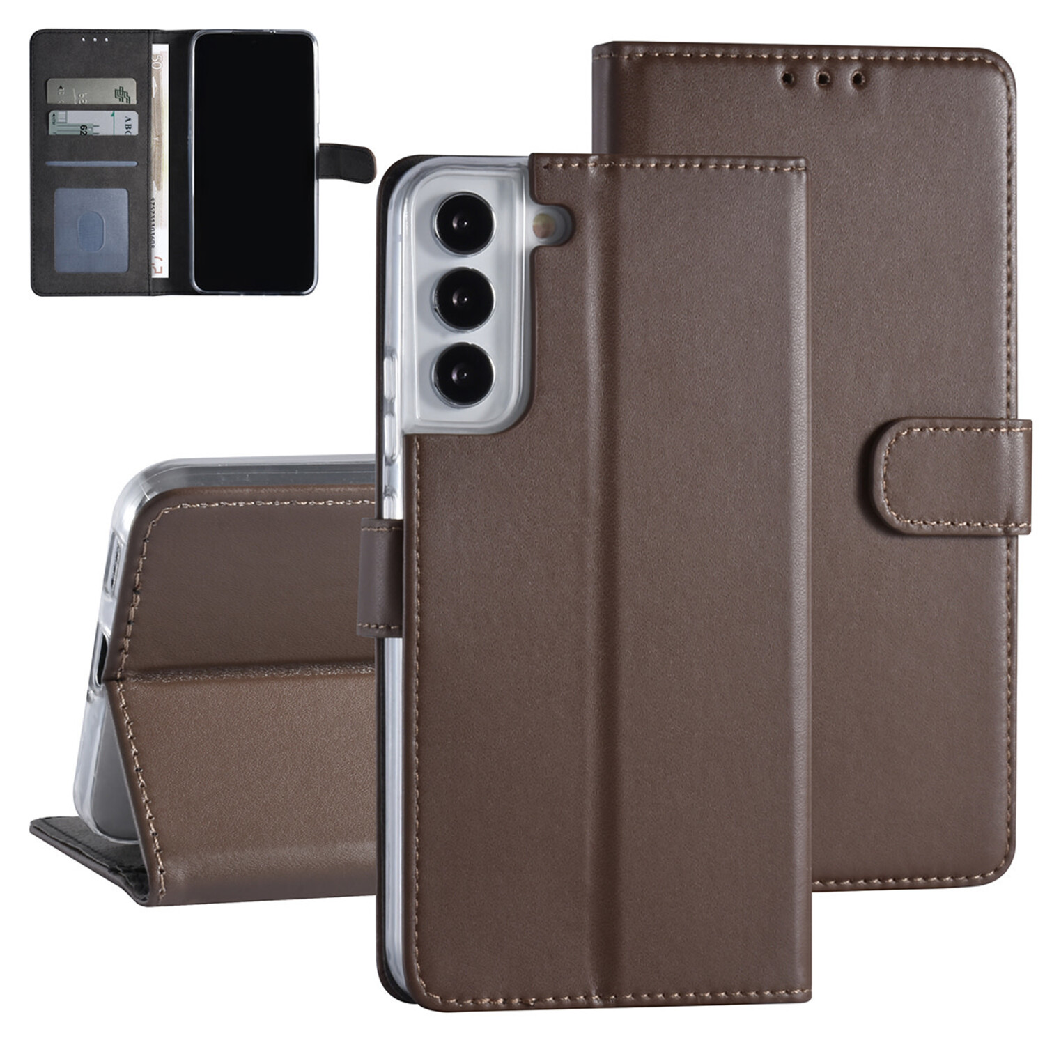 passend für Samsung Galaxy S22 Plus Book-Case Hül - Kartenhalter - Magnetverschluss - Braun