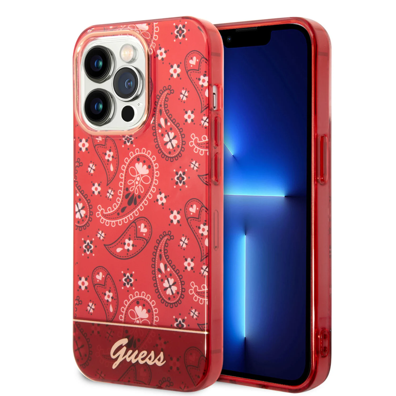 Guess Guess iPhone 14 Pro Max Hardcase Hülle - Paisley-Sammlung - Rot