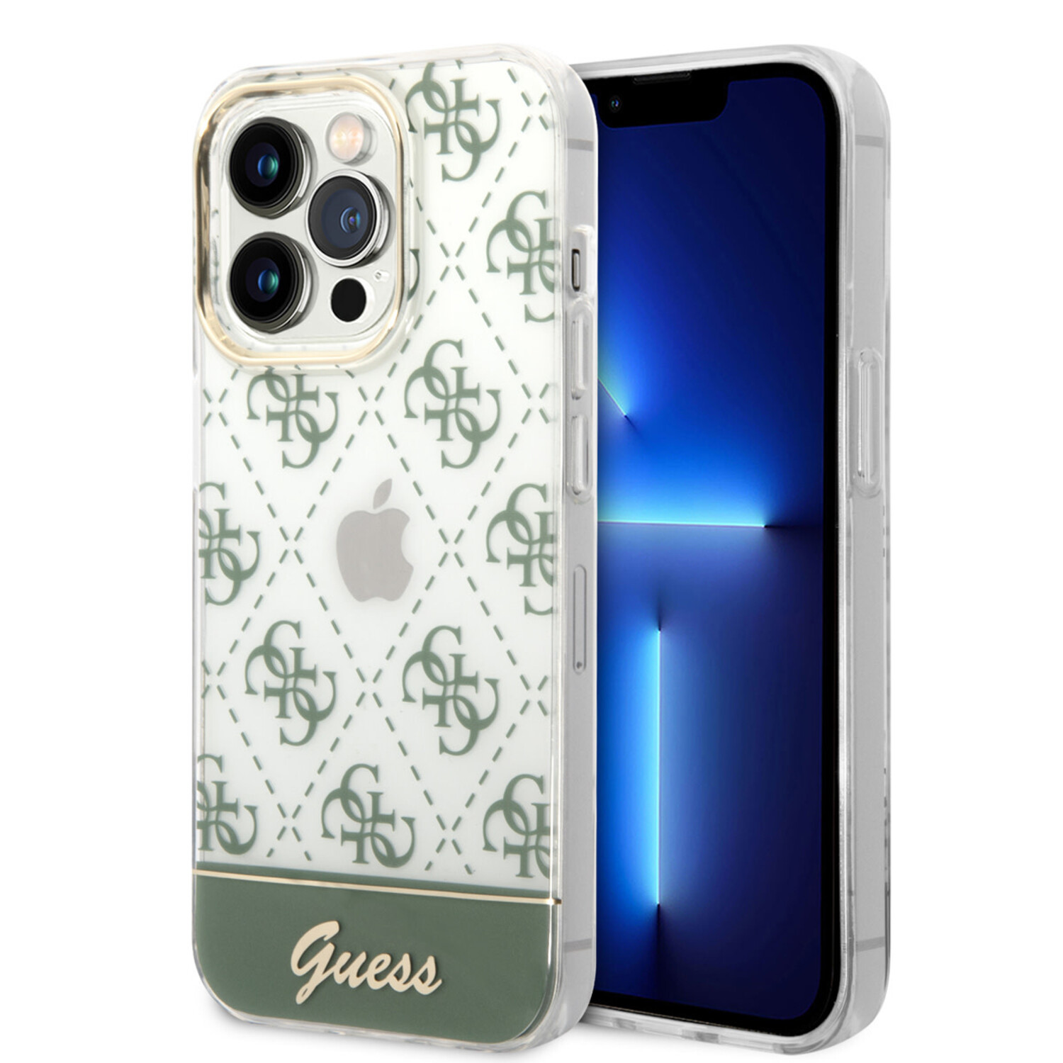 Guess Guess iPhone 14 Pro Hardcase Hülle - 4G Pattern Script - Grün