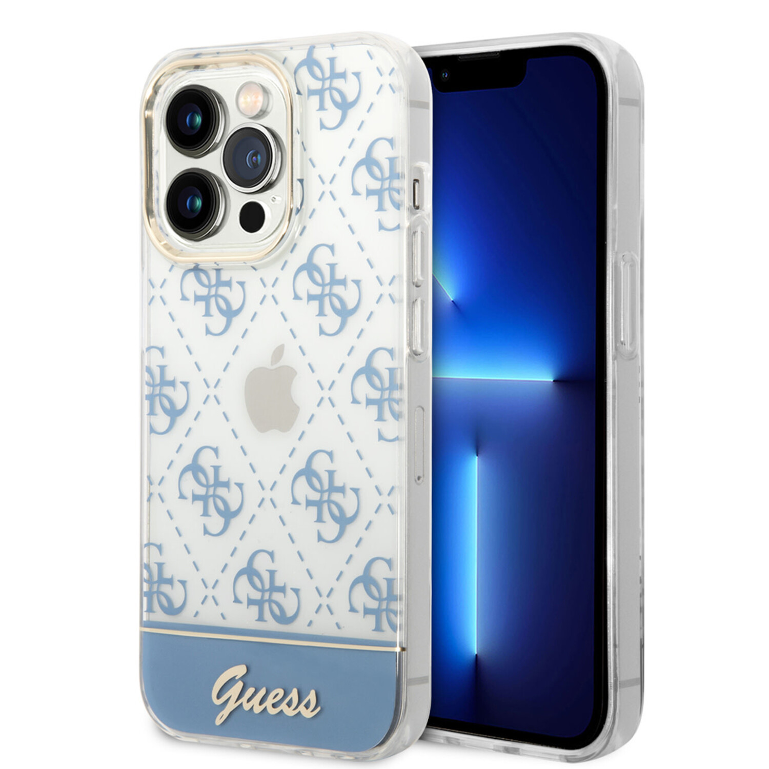 Guess Guess iPhone 14 Pro Hardcase Hülle - 4G Pattern Script - Blau
