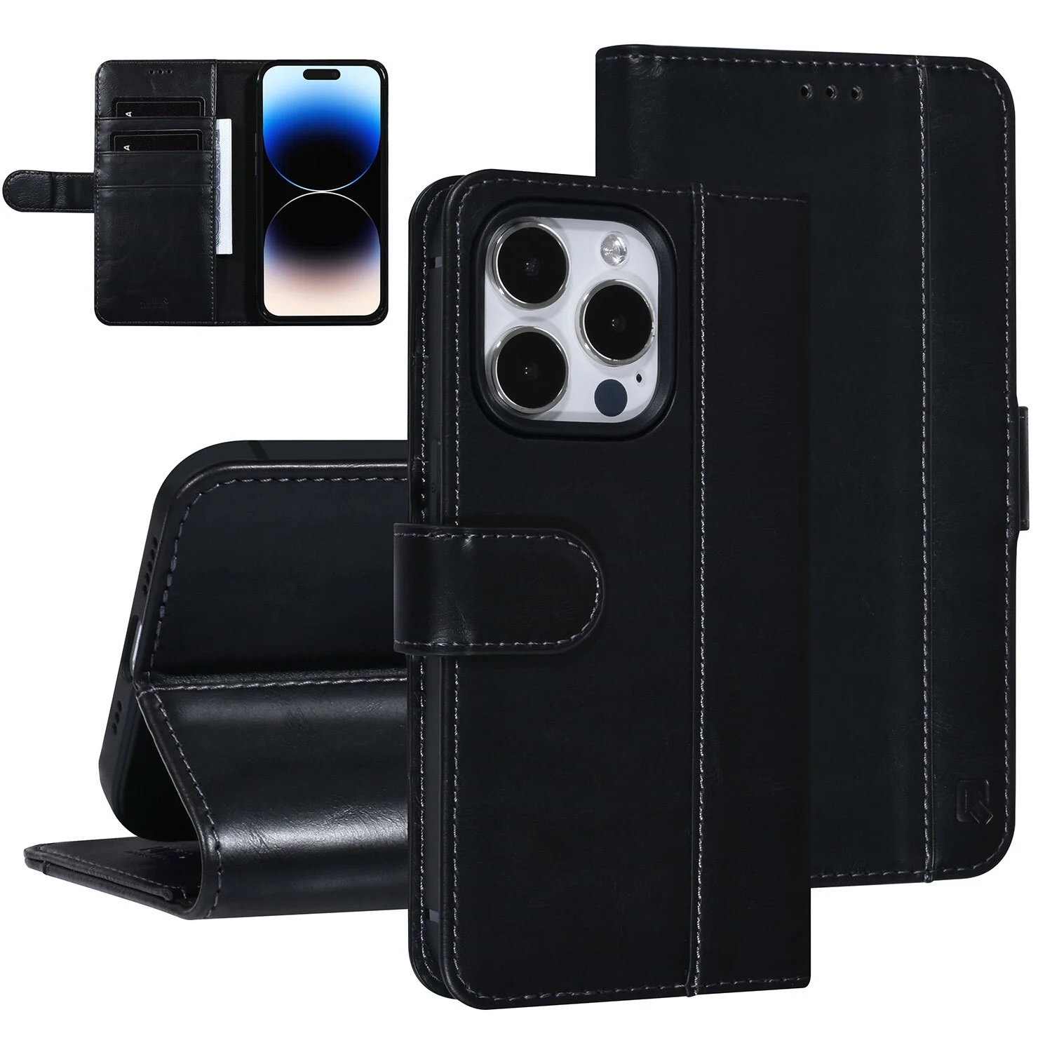 UNIQ Accessory UNIQ Accessory iPhone 14 Pro - Schwarz Booktype Kartenhalter für 3 Karten - Magnetverschluss
