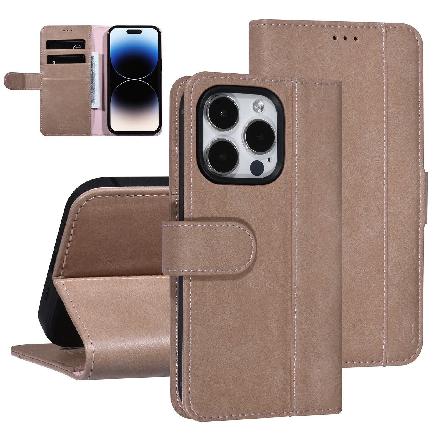 UNIQ Accessory UNIQ Accessory iPhone 14 Pro - Rosa Booktype Kartenhalter für 3 Karten - Magnetverschluss