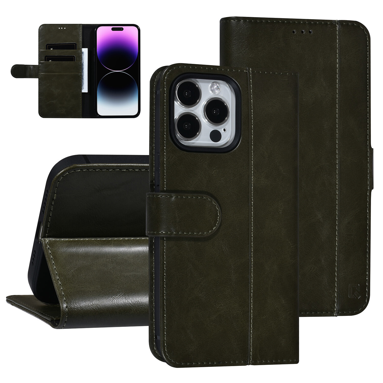 UNIQ Accessory UNIQ Accessory iPhone 14 Pro Max - Dunkelgrün Booktype Kartenhalter für 3 Karten - Magnetverschluss