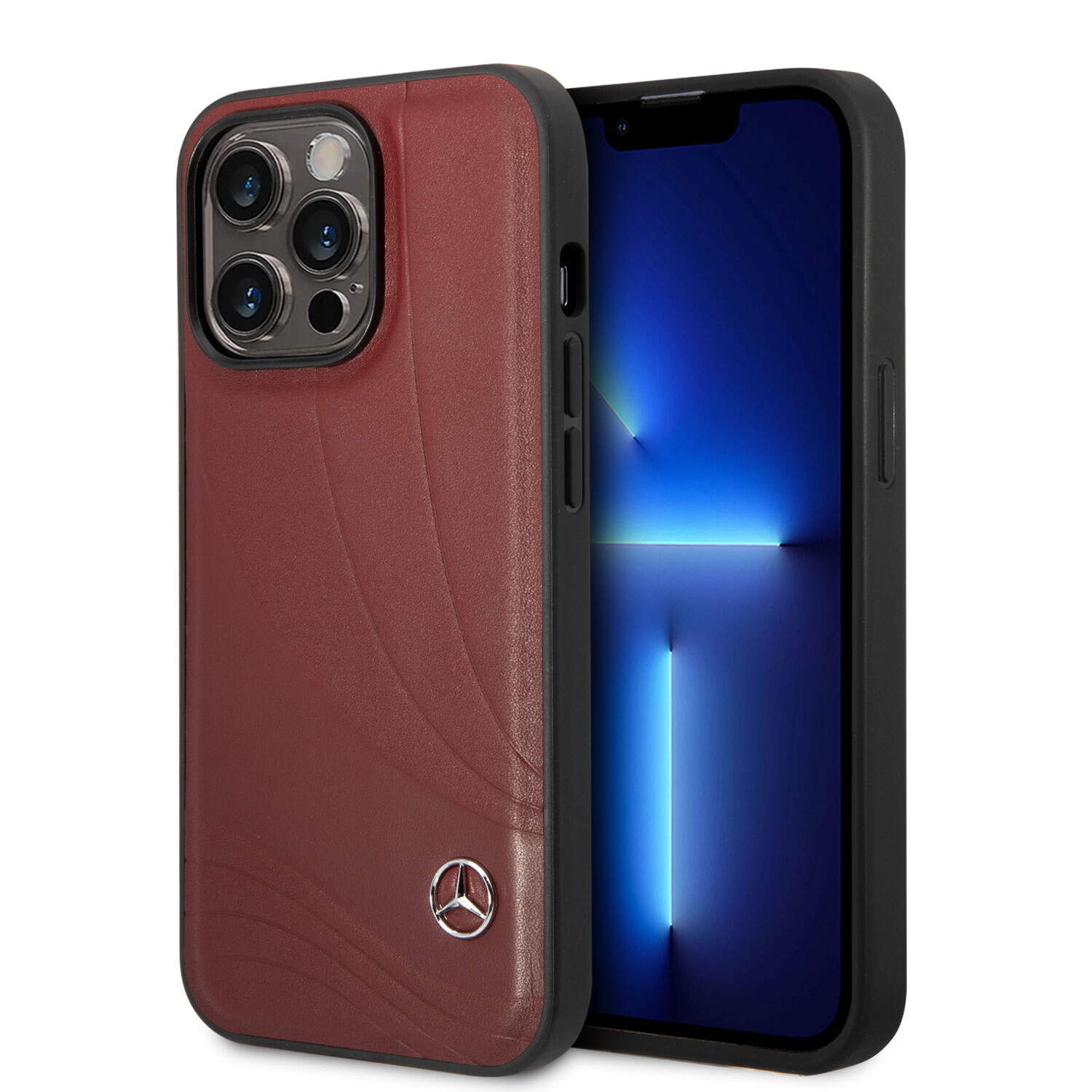 Mercedes-Benz Mercedes-Benz iPhone 14 Pro Hardcase-Rückseite - Genuine Leather - New Wave III - Rot