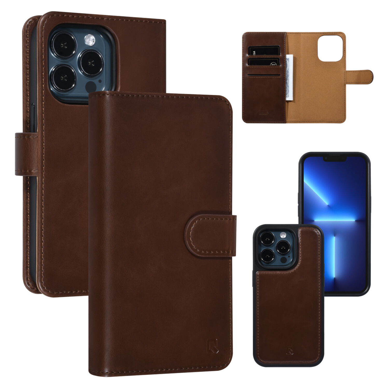 UNIQ Accessory UNIQ Accessory iPhone 13 Pro 2 in 1 Kartenhalter in Buchform und Rückseite - Braun