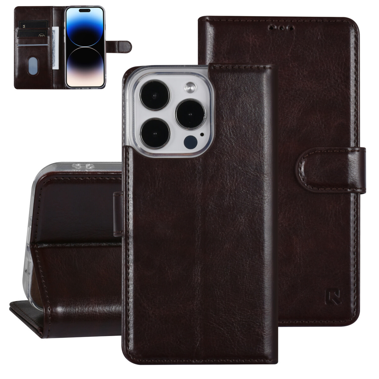 UNIQ Accessory UNIQ Accessory iPhone 14 Pro Book-Case hul - Kartenhalter für 3 Karten - Magnetverschluss - Dunkelbraun
