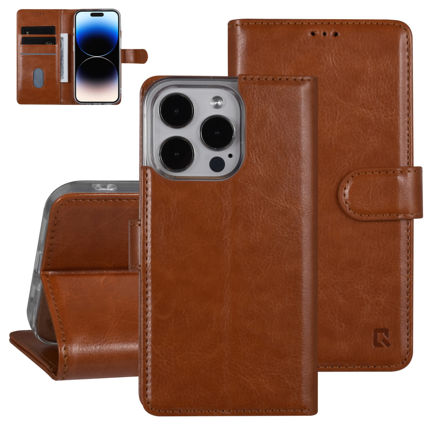 UNIQ Accessory UNIQ Accessory iPhone 14 Pro Book-Case hul - Kartenhalter für 3 Karten - Magnetverschluss - Hellbraun