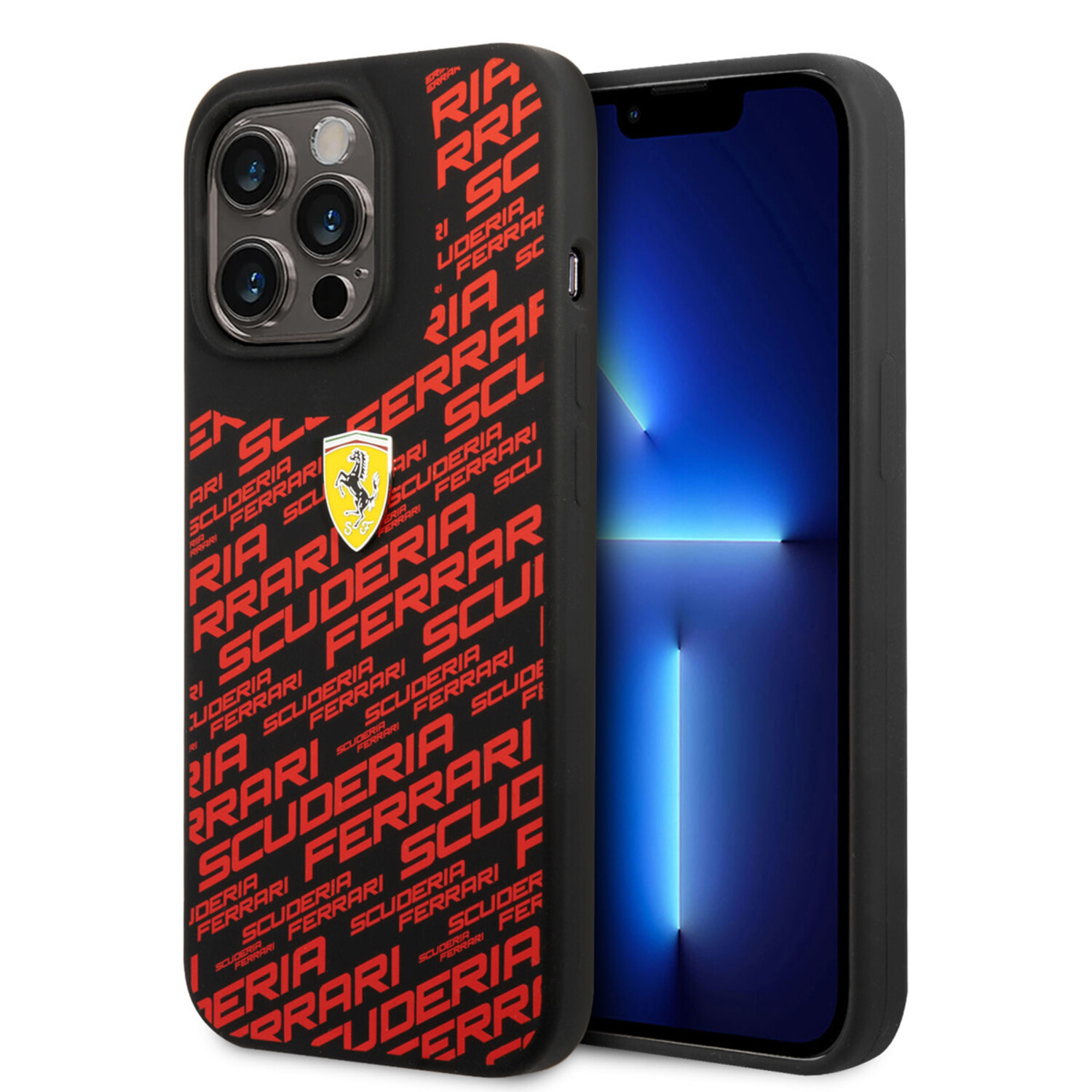 Ferrari Ferrari iPhone 14 Pro Hardcase-Rückseite - Scuderia All-Over - Schwarz