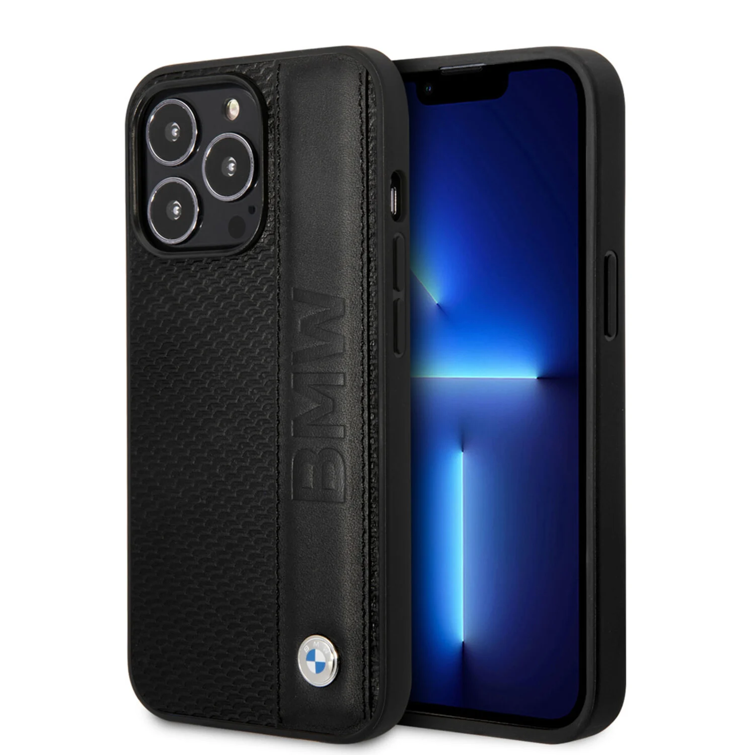 BMW BMW iPhone 14 Pro Hardcase-Rückseite - Textured &amp; Logo Stripe - Schwarz
