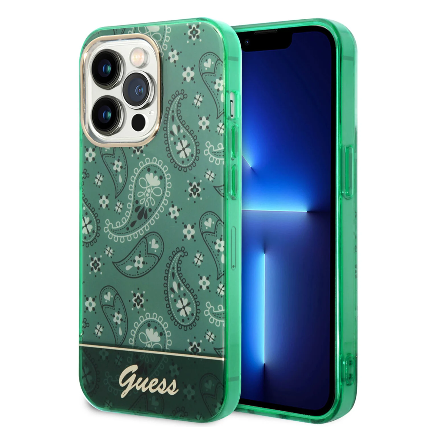 Guess Guess iPhone 14 Pro Max Hardcase Hülle - Paisley-Sammlung - Grün