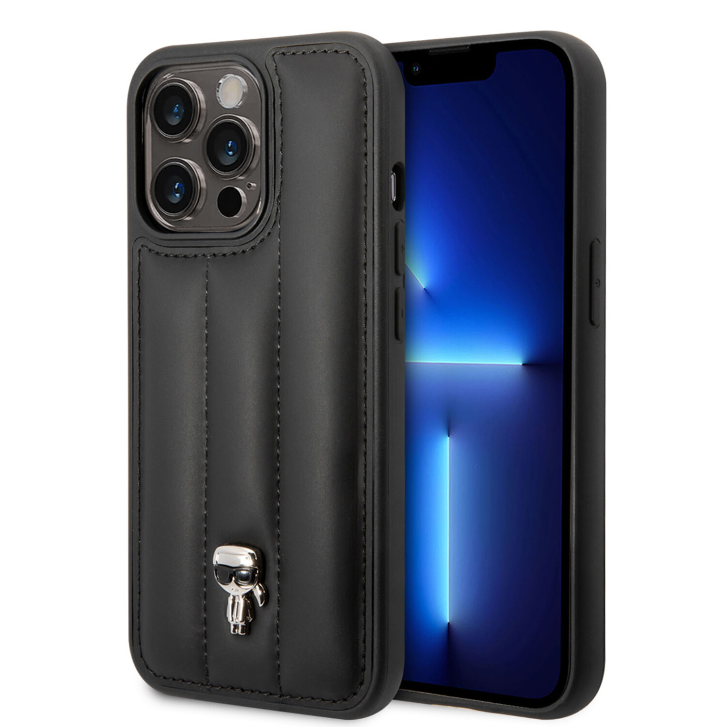Karl Lagerfeld Karl Lagerfeld iPhone 14 Pro Hardcase-Rückseite - Puffy Ikonik Pin - Nylon - Schwarz