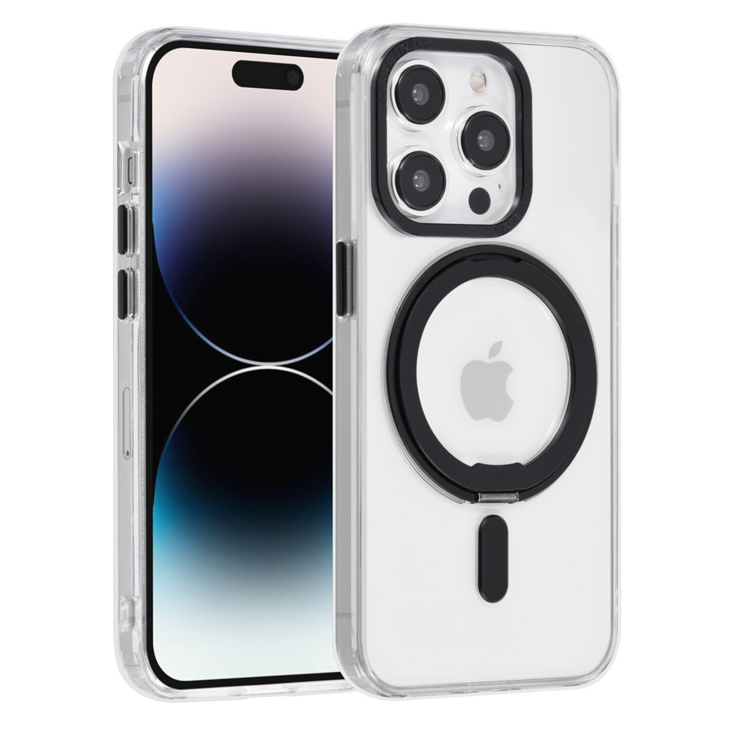 UNIQ Accessory UNIQ Accessory iPhone 14 Pro Silikonhülle - Magsafe-kompatibler - um 360 Grad drehbarer Ständer - Transparent - Schwarz
