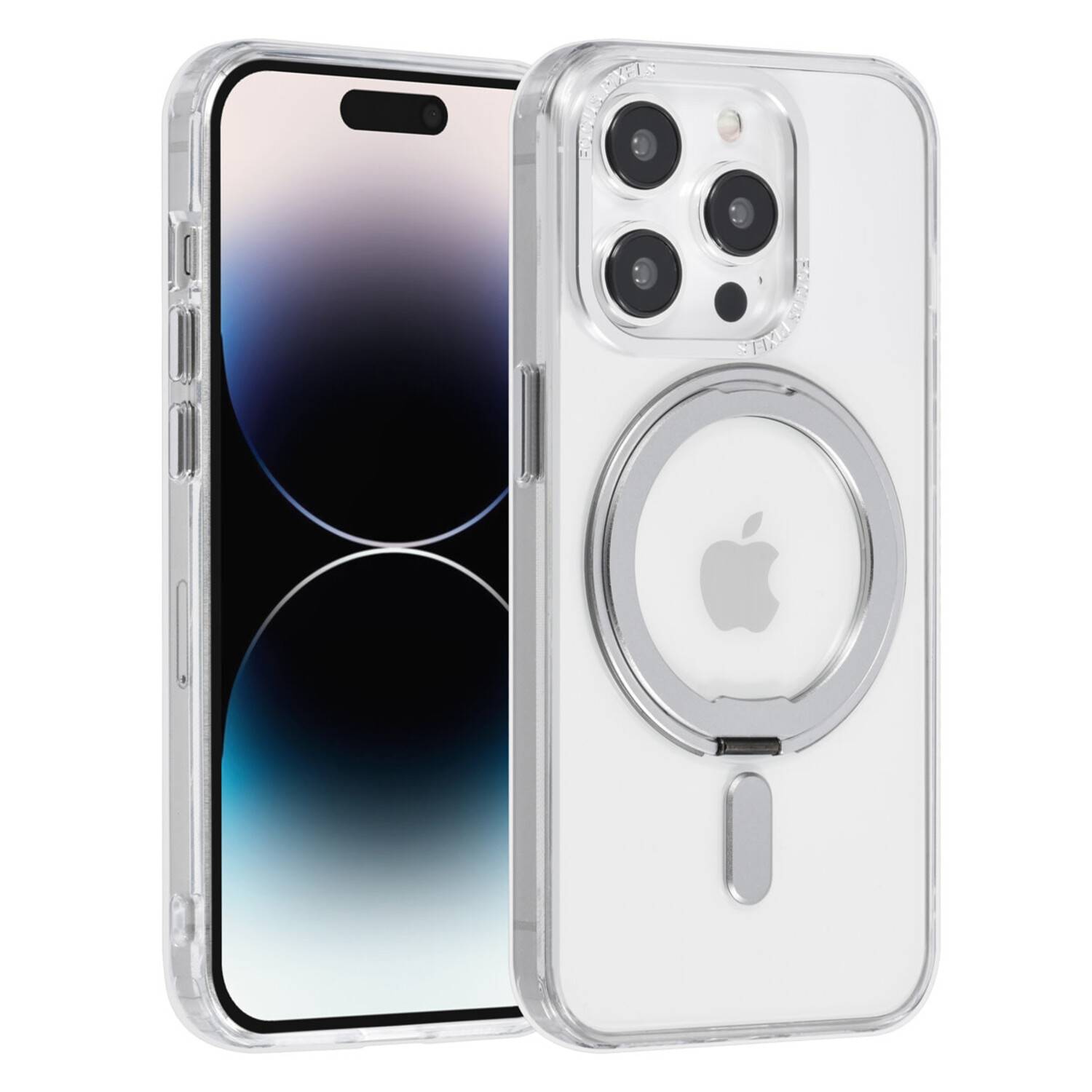 UNIQ Accessory UNIQ Accessory iPhone 14 Pro Silikonhülle - Magsafe-kompatibler - um 360 Grad drehbarer Ständer - Transparent - Silber