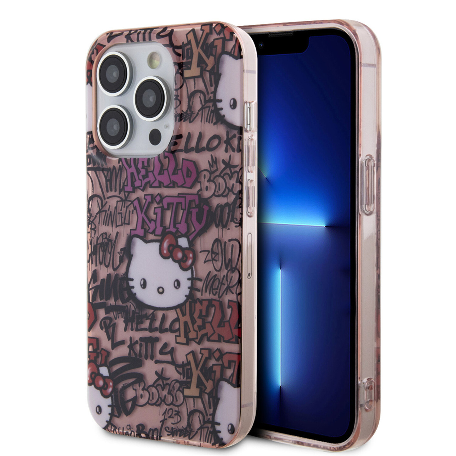 Hello Kitty Hello Kitty iPhone 14 Pro Max Silikonhülle - Graffiti Tags - Rosa