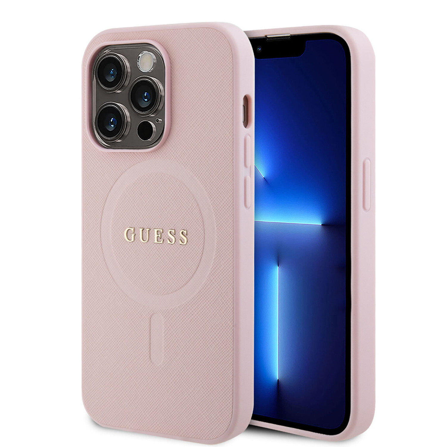 Guess Guess iPhone 14 Pro Hardcase-Rückseite - Saffiano - Rosa