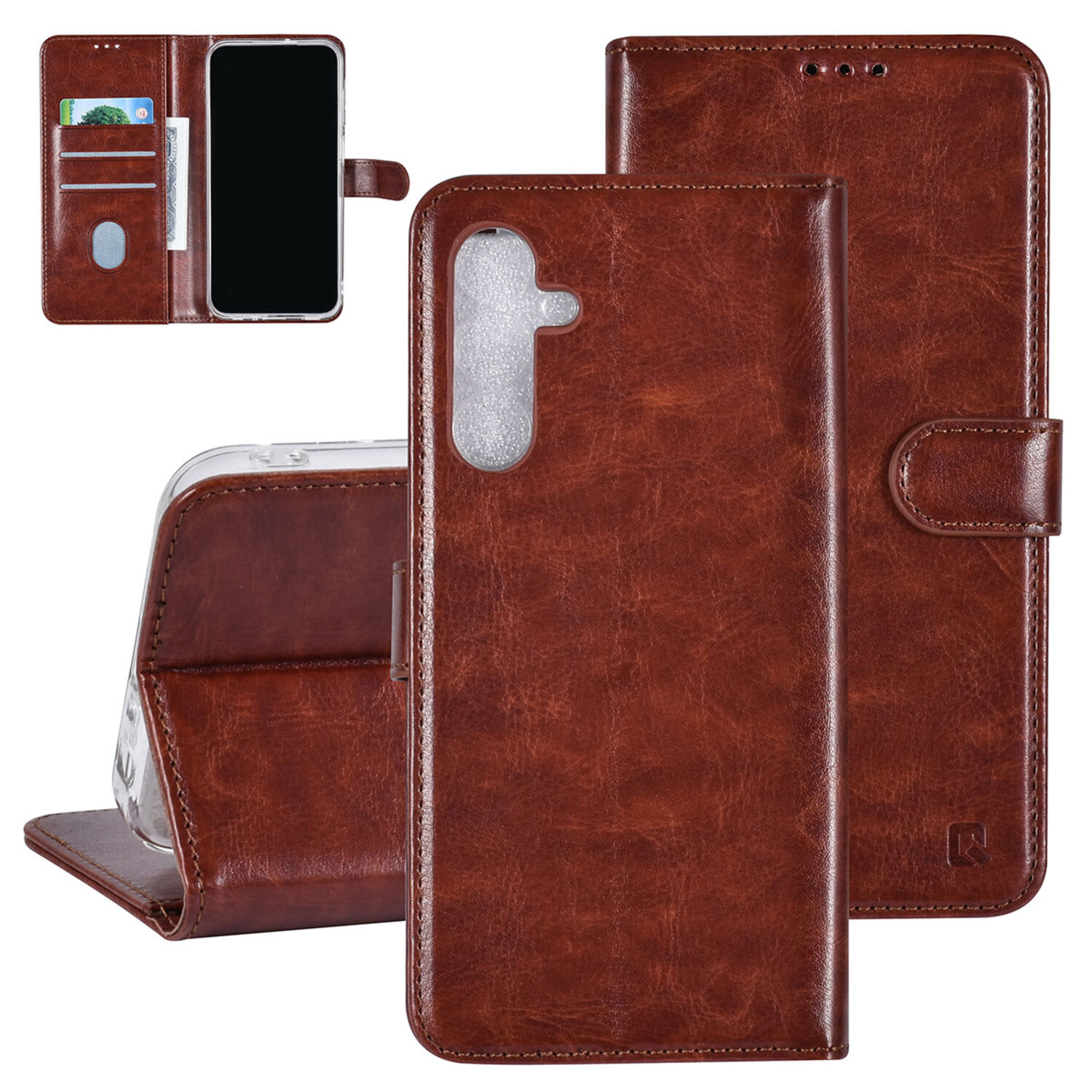 TUNIQ TUNIQ Galaxy A25 Book-Case hul - Kartenhalter für 3 Karten - Magnetverschluss - Hanger - Braun