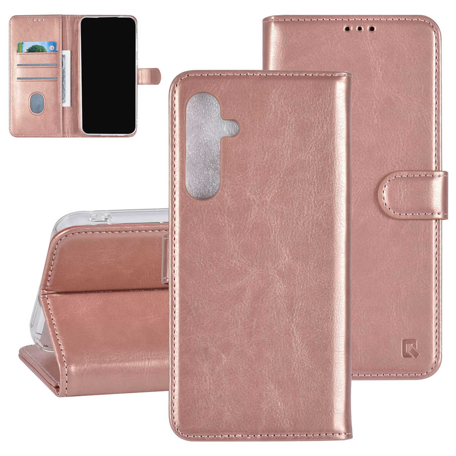TUNIQ TUNIQ Galaxy A55 Book-Case hul  - Kartenhalter für 3 Karten - Magnetverschluss - Hanger - Rose Gold