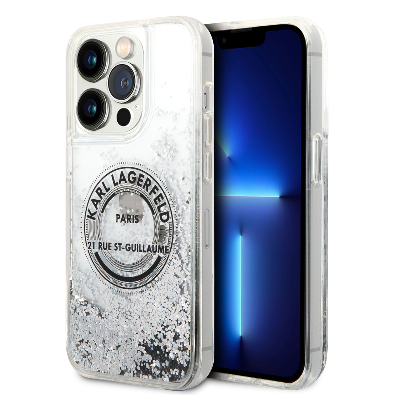 Karl Lagerfeld Karl Lagerfeld iPhone 14 Pro Back-Cover hul - Glitter RSG - Silber