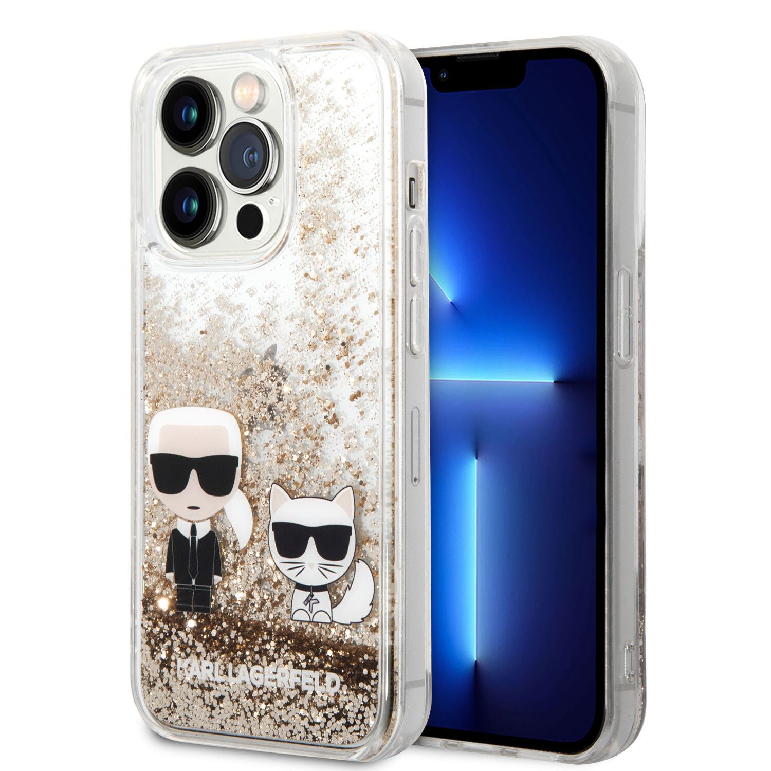 Karl Lagerfeld Karl Lagerfeld iPhone 14 Pro Back-Cover hul - Liquid Glitter - K&amp;C - Gold
