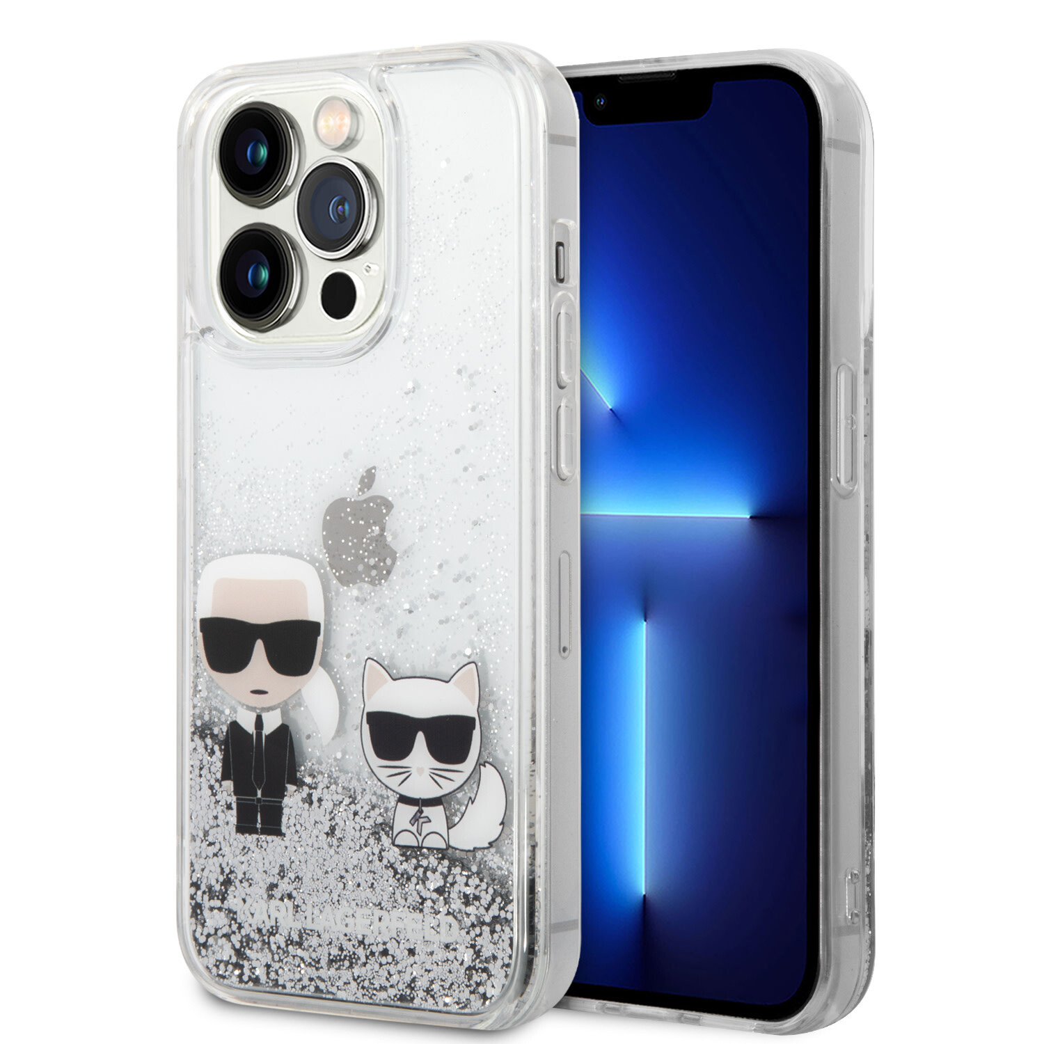 Karl Lagerfeld Karl Lagerfeld iPhone 14 Pro Back-Cover hul - Liquid Glitter - K&amp;C - Silber