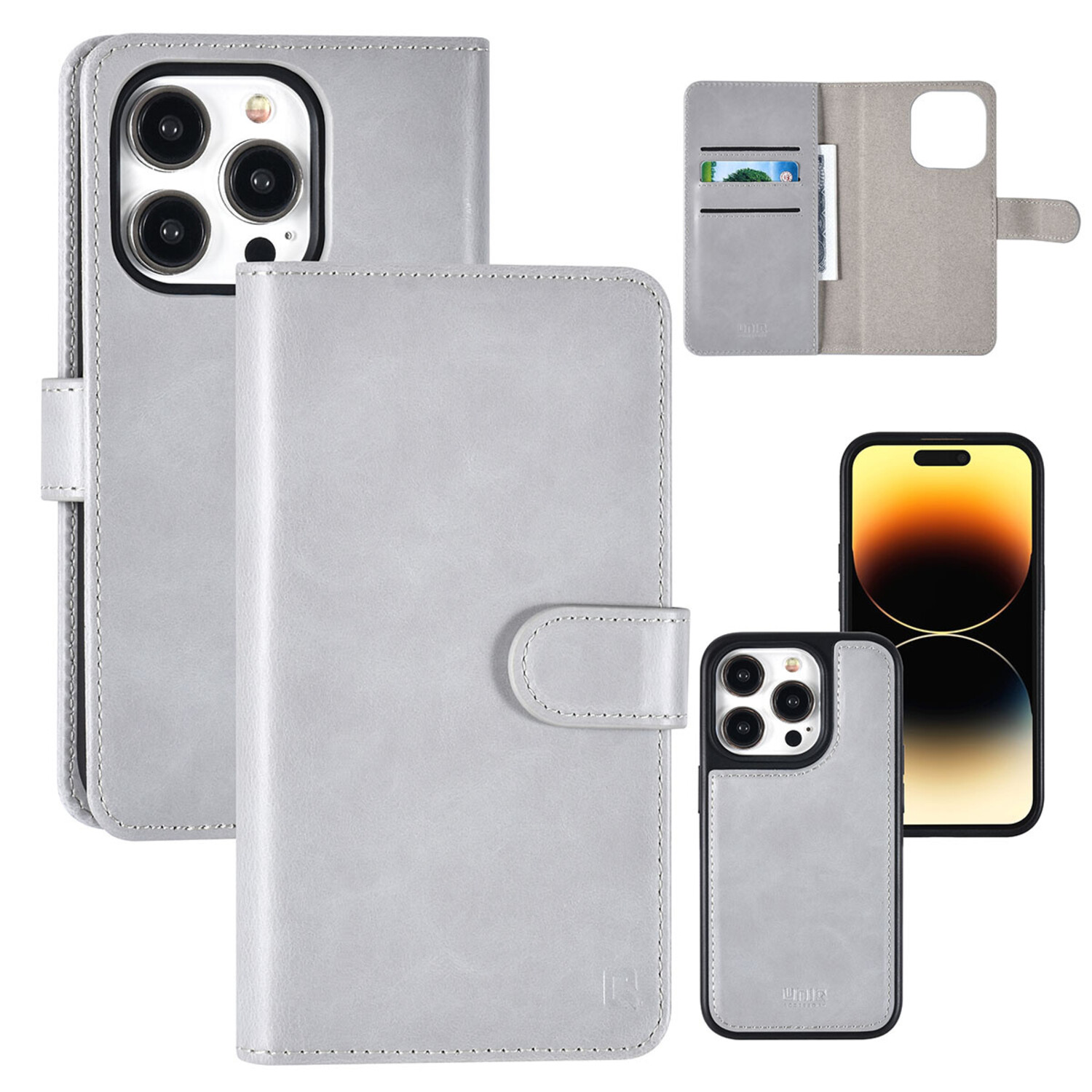 UNIQ Accessory UNIQ Accessory iPhone 14 Pro Book-Case hul - Kartenhalter - Grau