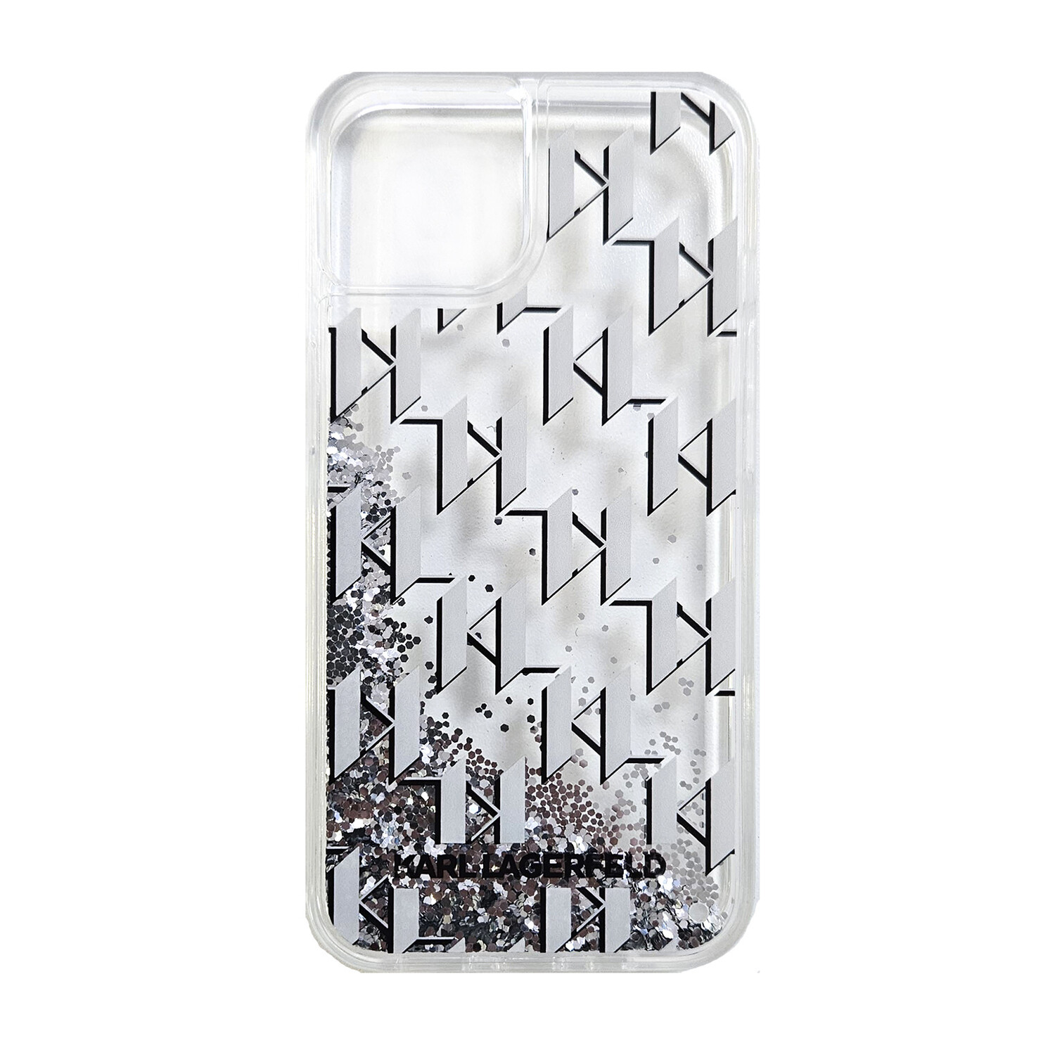 Karl Lagerfeld Karl Lagerfeld iPHone 14 Pro Back-Cover hul - Liquid glitter - monogram gradient - Weiß