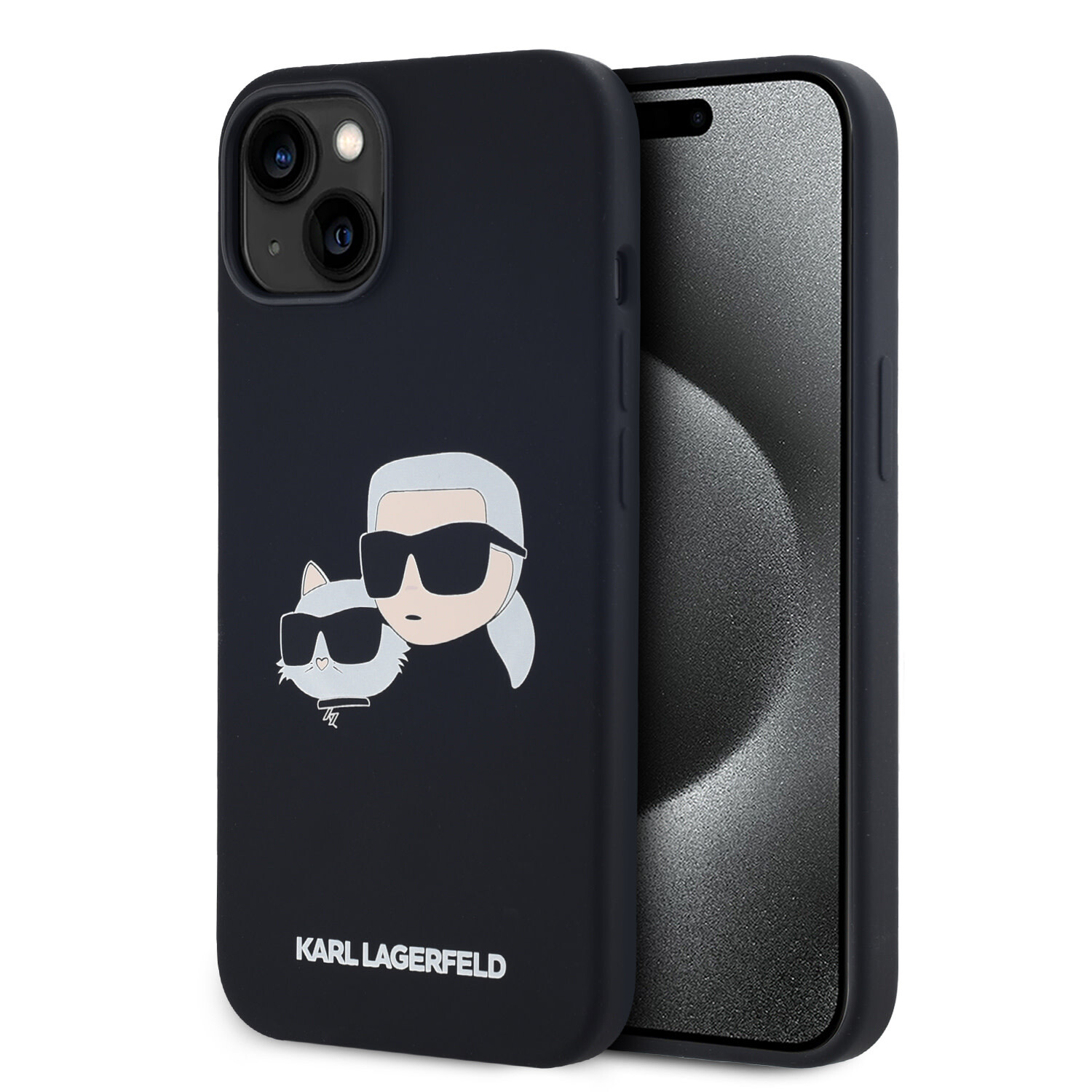 Karl Lagerfeld Karl Lagerfeld iPhone 14 Pro Max Back-Cover hul - Magsafe - double heads print - Schwarz