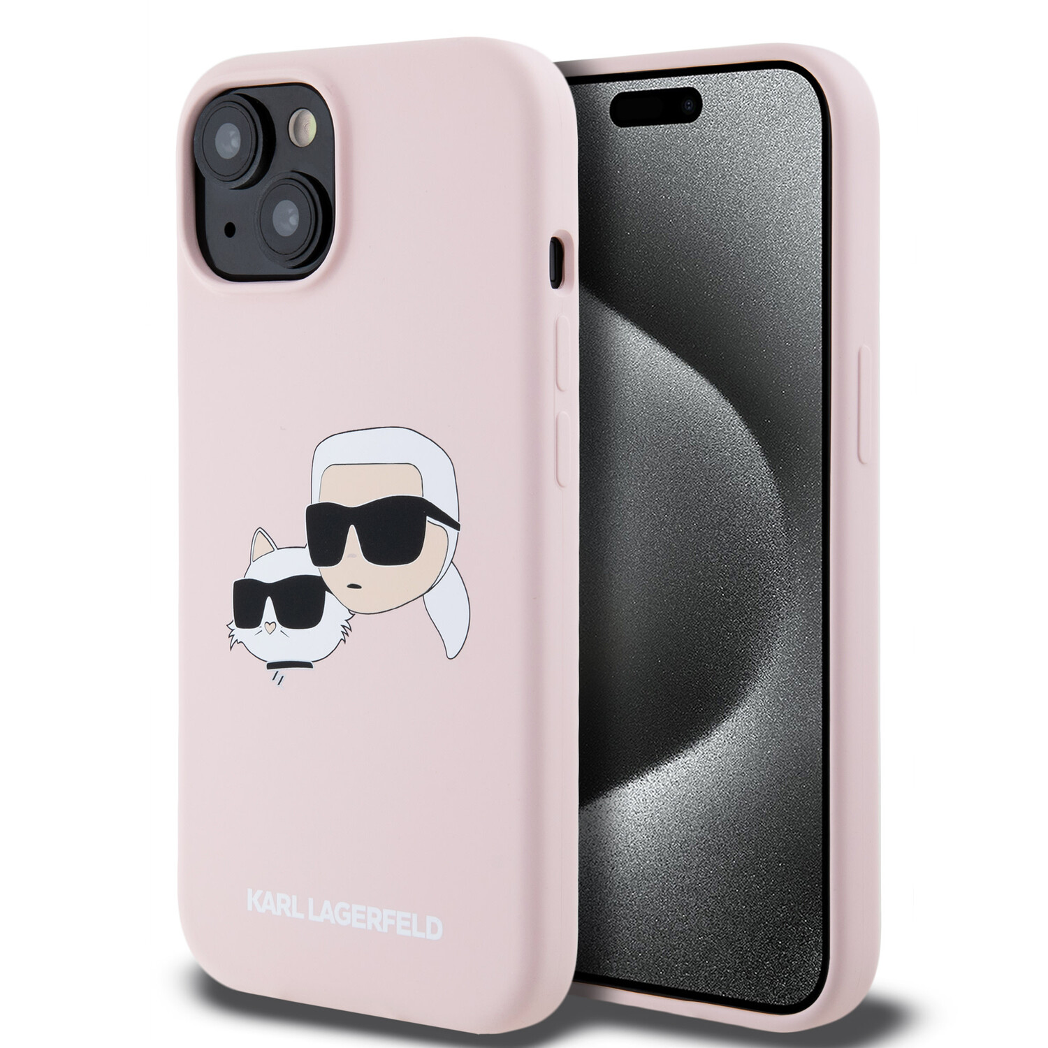 Karl Lagerfeld Karl Lagerfeld iPhone 14 Pro Max Back-Cover hul - Magsafe - double heads print - Rosa