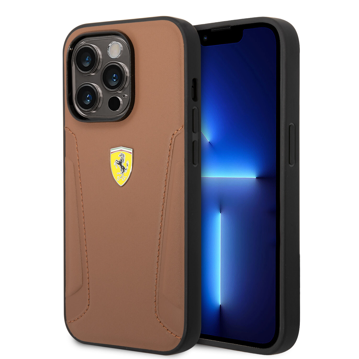 Ferrari Ferrari iPhone 14 Pro Back-Cover hul - Hot Stamped Sides - Camel