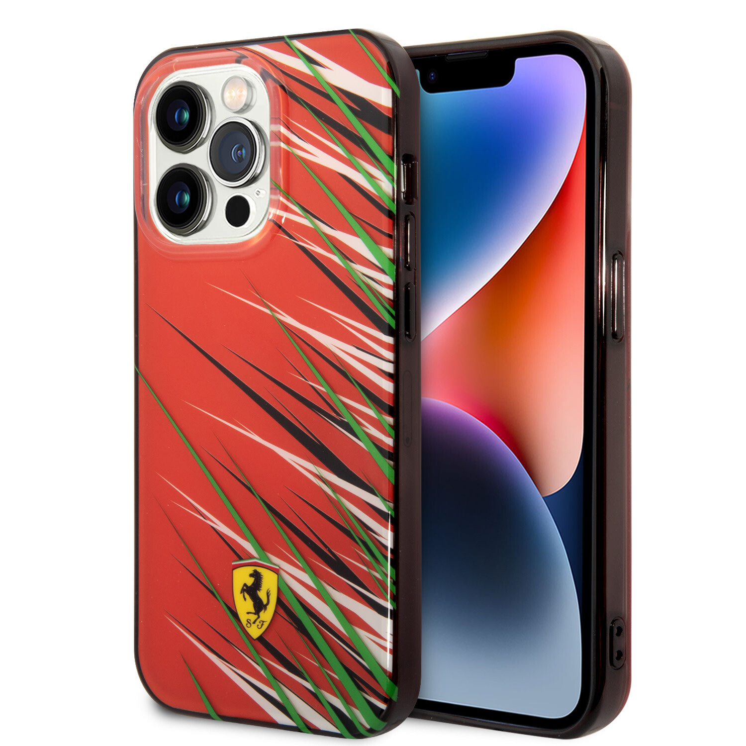 Ferrari Ferrari iPhone 14 Pro Back-Cover hul - Double Layer Grass Print - Rot