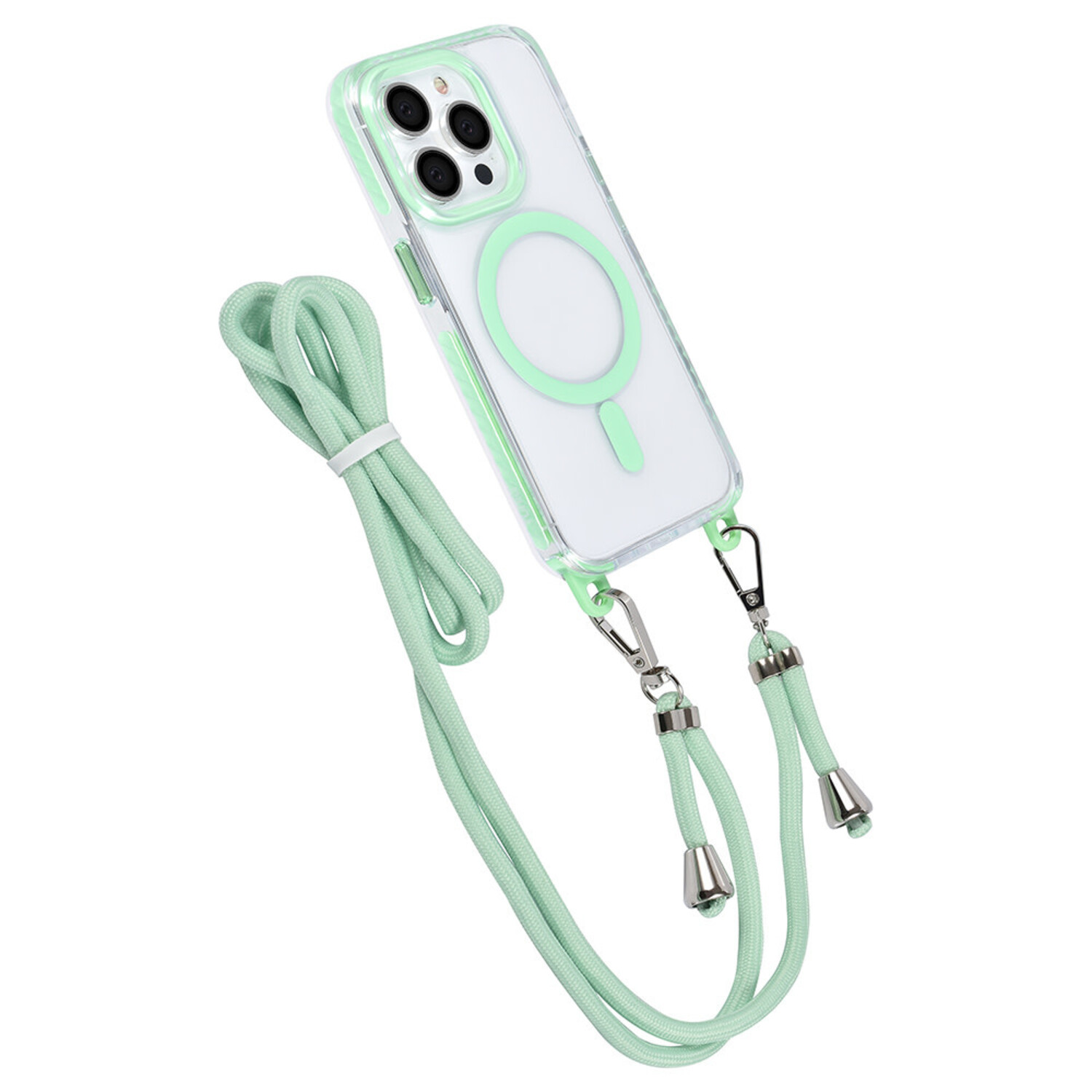 TUNIQ TUNIQ iPhone 14 Pro Back-Cover hul - neck cord - magsafe - Grün