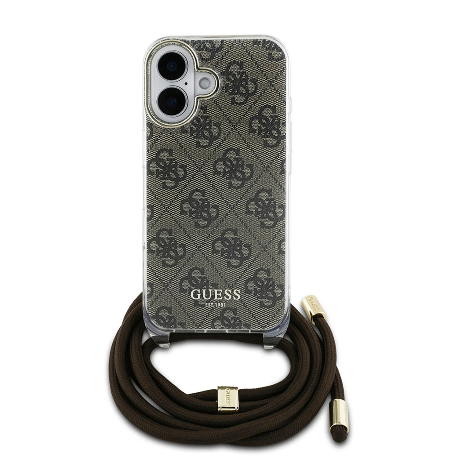 Guess Guess iPhone 16 Back-Cover hul - Crossbody cord - Braun
