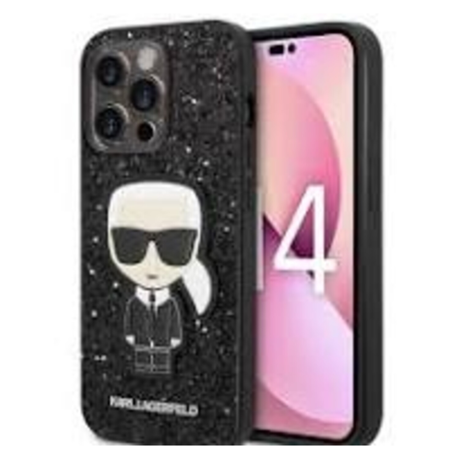 Karl Lagerfeld Karl Lagerfeld iPhone 14 Pro Back-Cover hul - Glitter - Karl - Schwarz