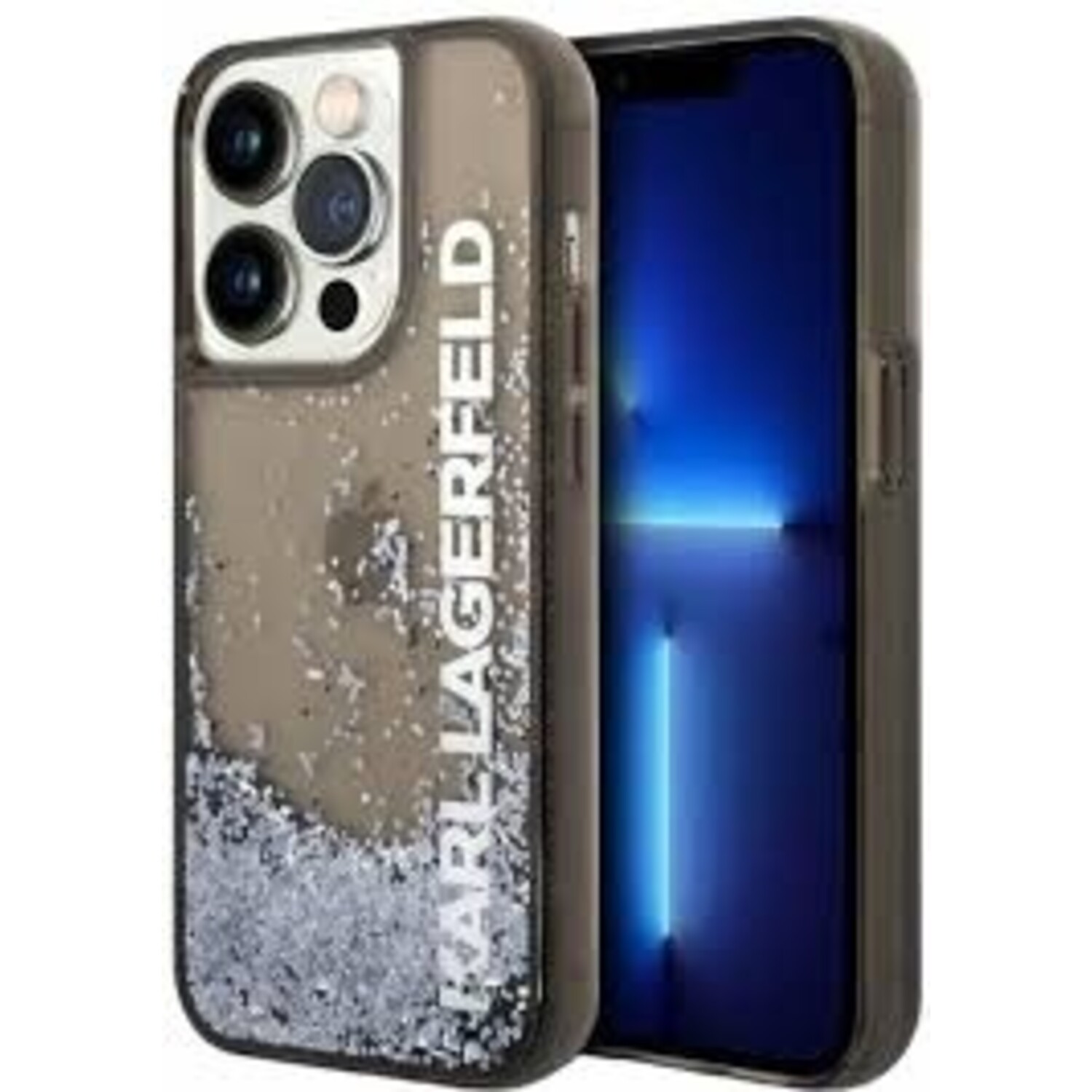 Karl Lagerfeld Karl Lagerfeld iPhone 14 Pro Back-Cover hul - Liquid Glitter - Schwarz