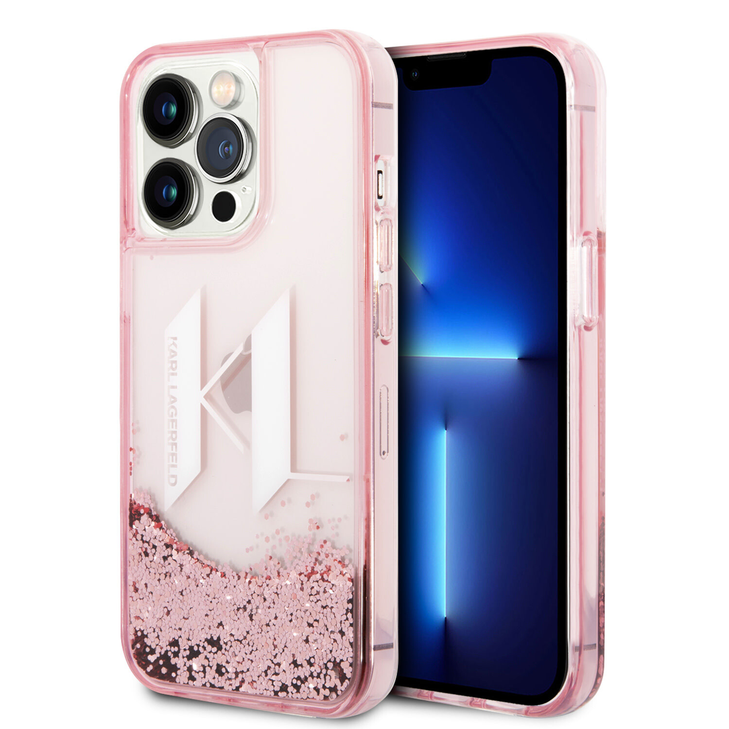Karl Lagerfeld Karl Lagerfeld iPhone 14 Pro Max Back-Cover hul - Glitter KL Logo - Rosa