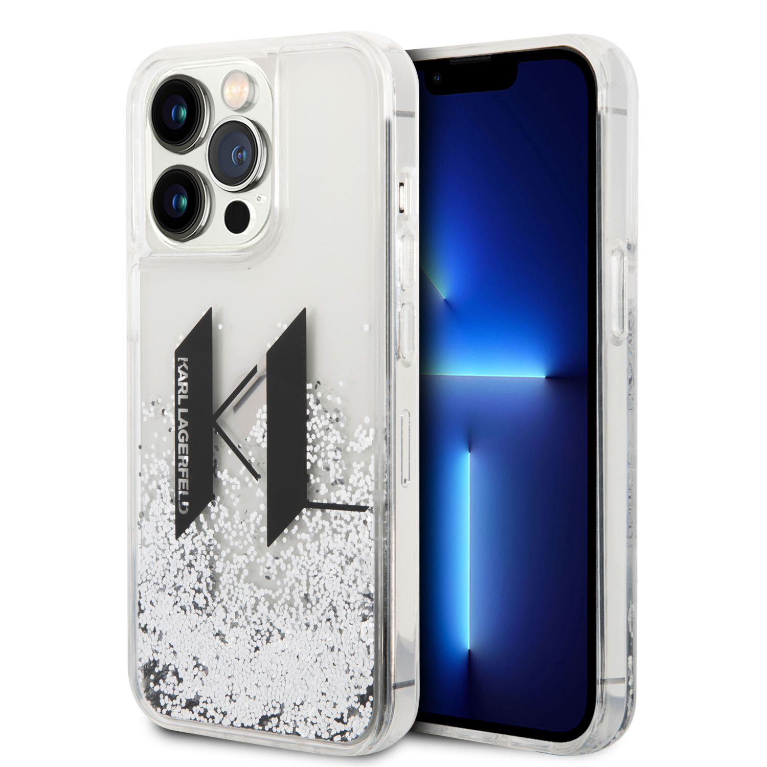 Karl Lagerfeld Karl Lagerfeld iPhone 14 Pro Max Back-Cover hul - Glitter KL Logo - Silber
