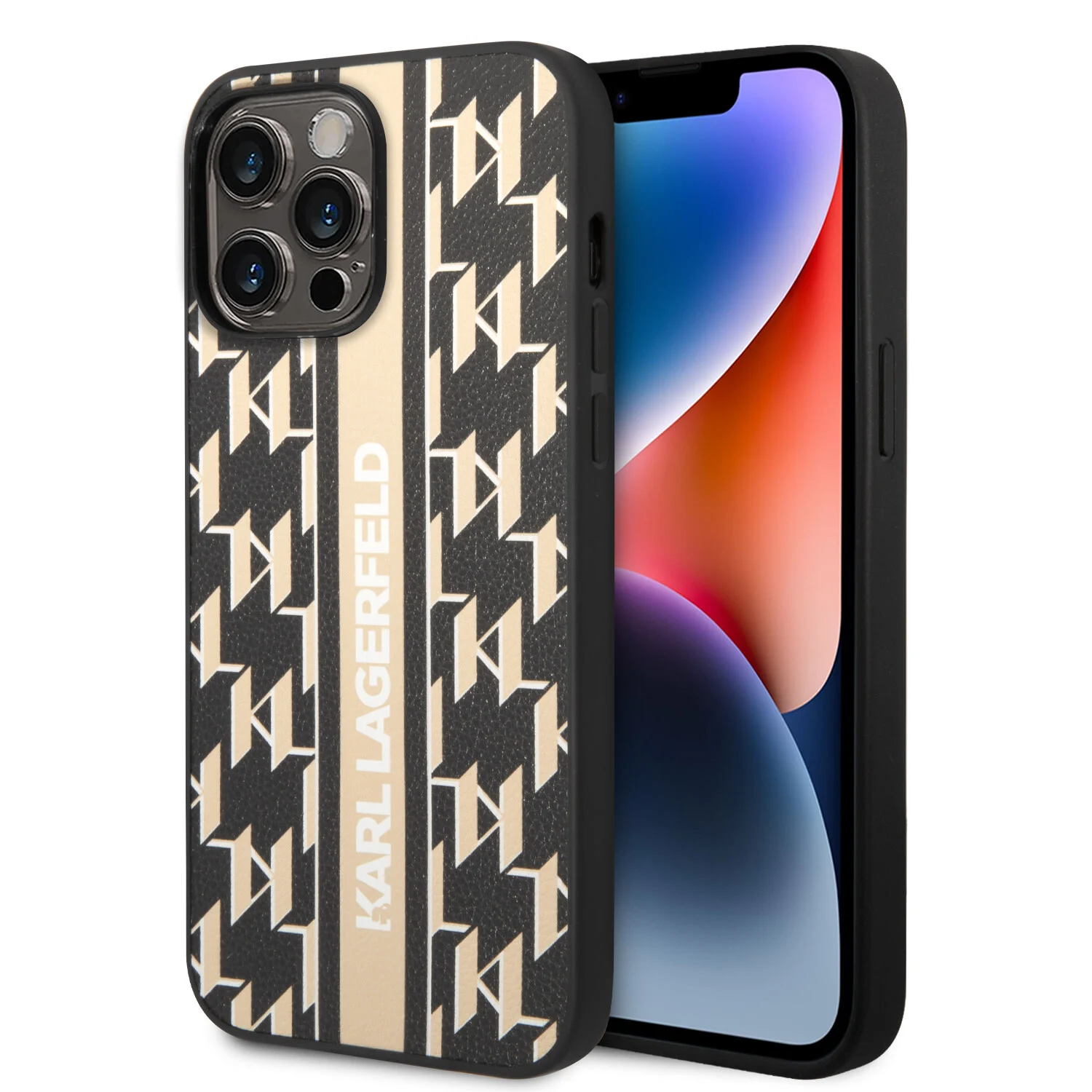 Karl Lagerfeld Karl Lagerfeld iPhone 14 Pro Max Back-Cover hul - Monogram Stripe - Schwarz